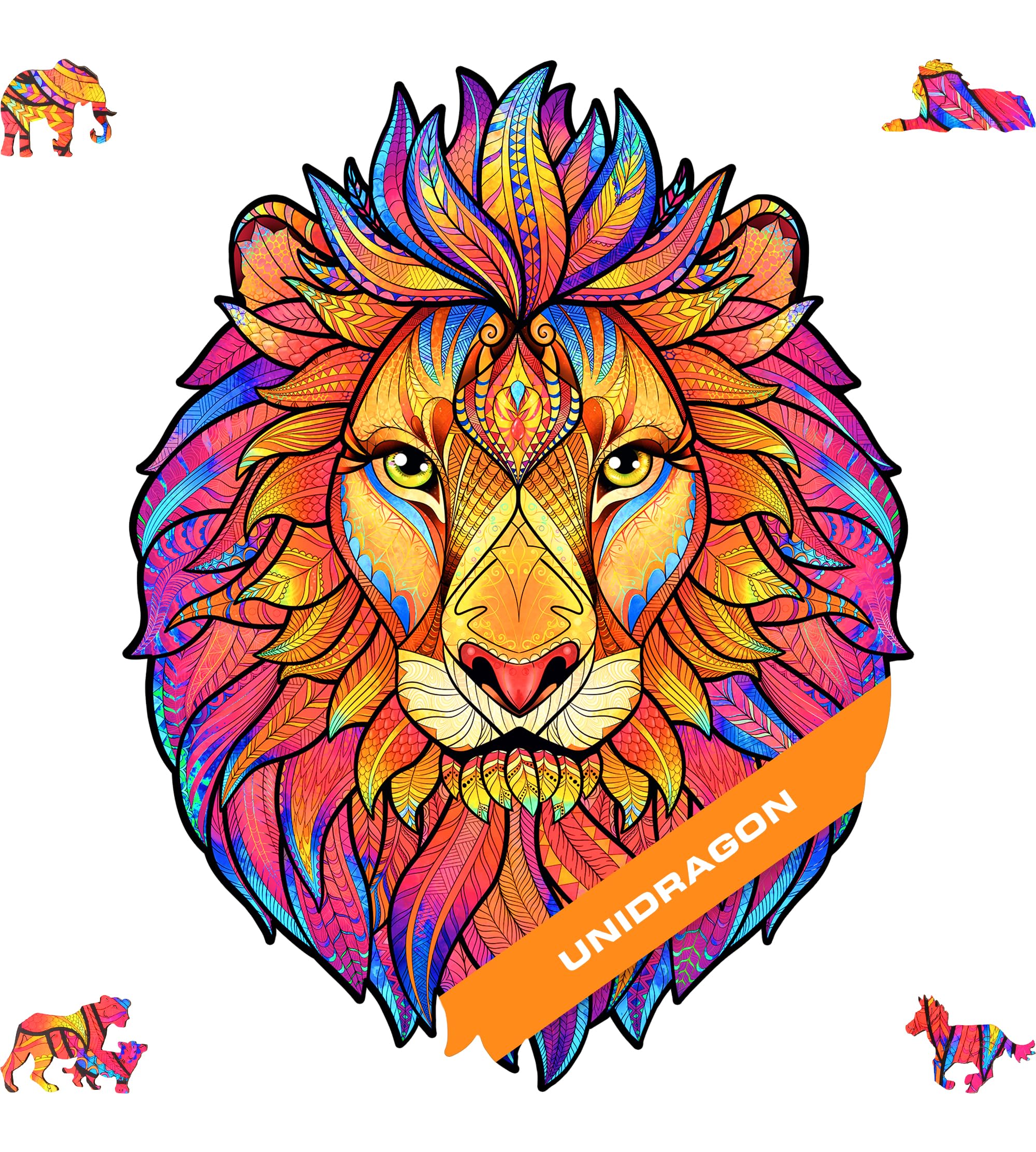 UNIDRAGON Original Wooden Jigsaw Puzzle - Mysterious Lion 700 Pieces, Royal Size 21.3