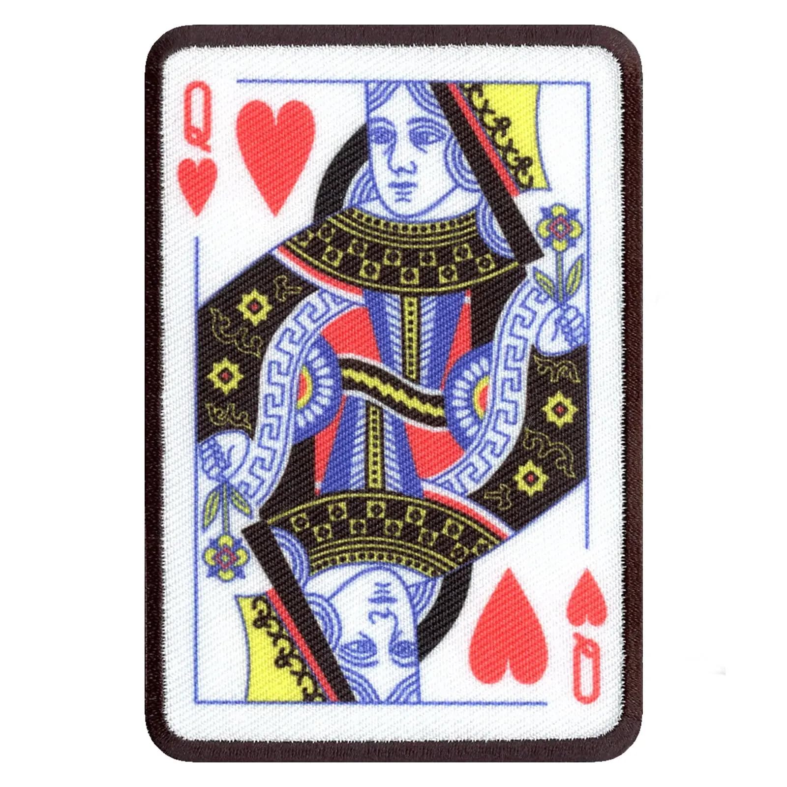 Queen of Hearts Iron On Embroidered Patch - Playing Card Suit Design for DIY Crafts, Jackets & Denim - Perfect for Costumes, Cosplay & Fashion Upgrades