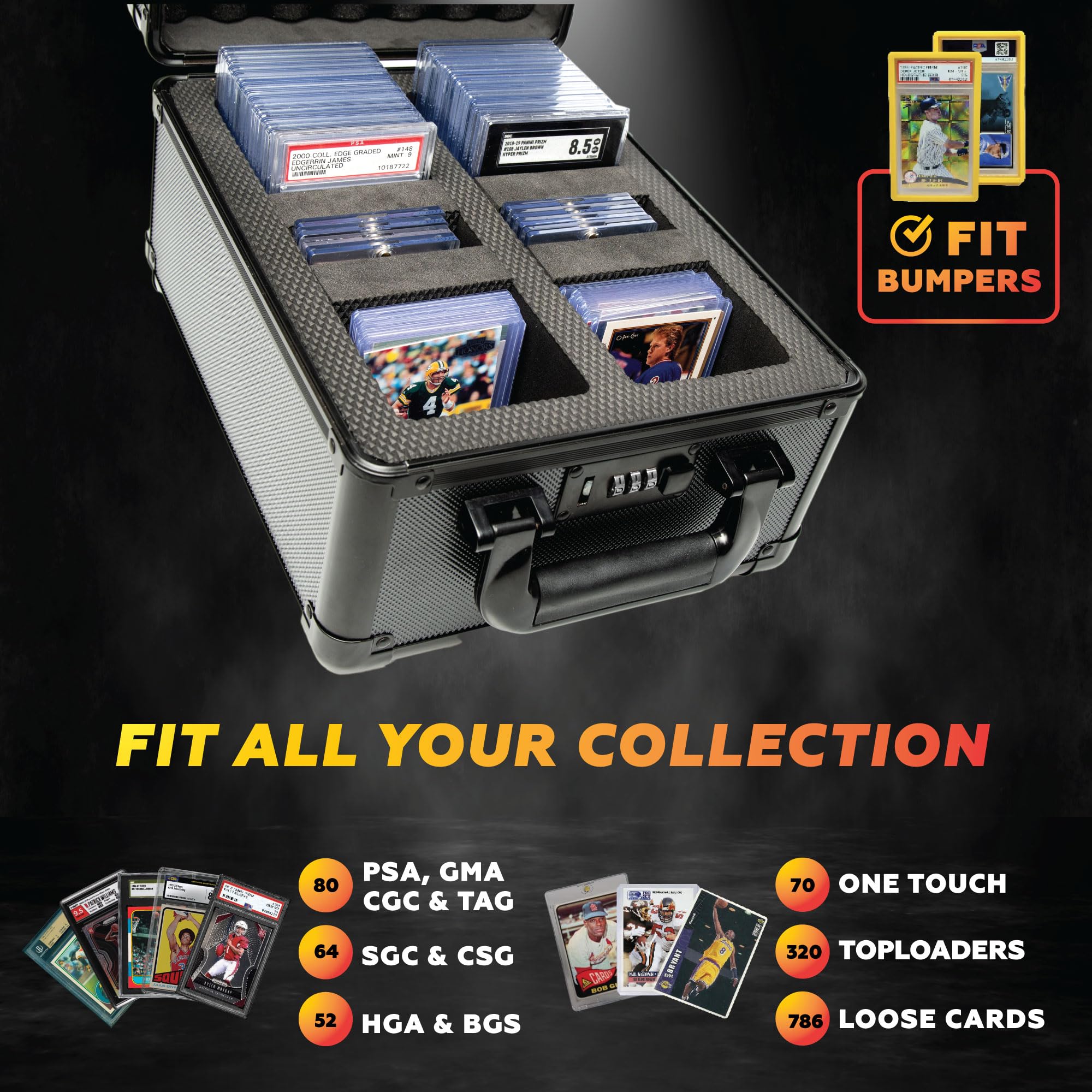 BGS PSA Graded Card Storage Box - 2 Row Sports Card Case for PSA/BGS Slab Protection | Perfect for Collectors, Display & Organizing Trading Cards at Home or Shows