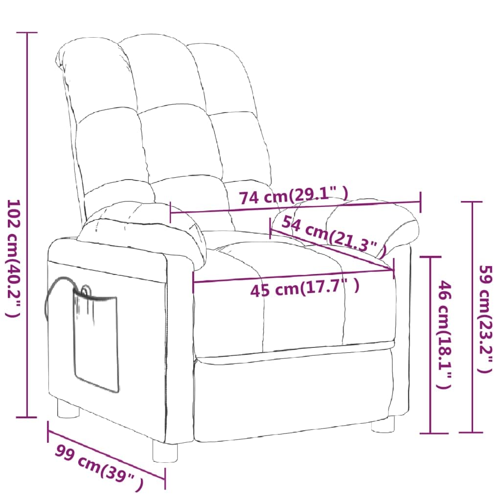 vidaXL Modern Fabric Massage Recliner Chair in Taupe - Ergonomic Relaxation Therapy with Comfortable Padding & Easy-Clean Fabric | Perfect for Living Room, Home Theater & Stress Relief