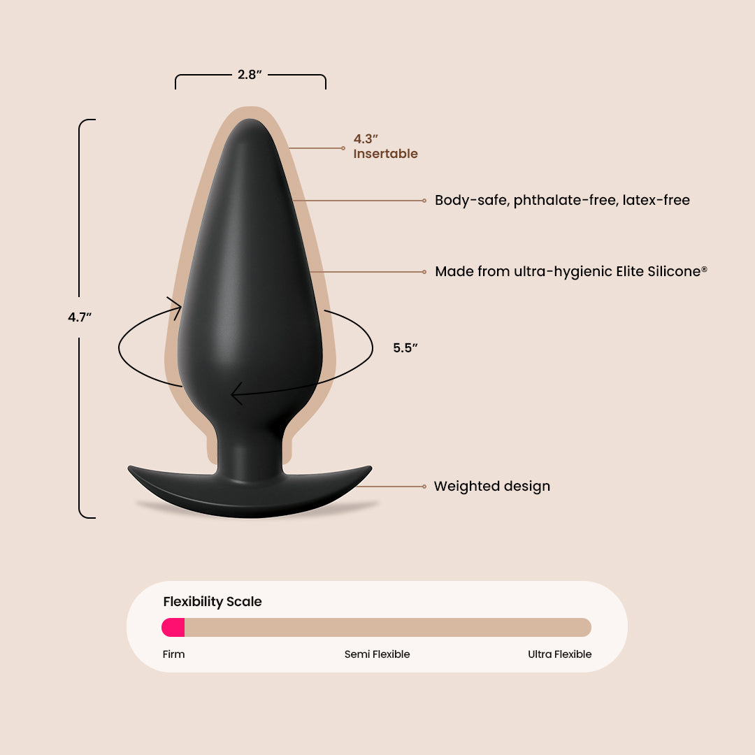 Anal Fantasy Large Weighted Silicone Butt Plug with Tapered Tip - Comfortable Adult Toy for Couples Play & Solo Exploration