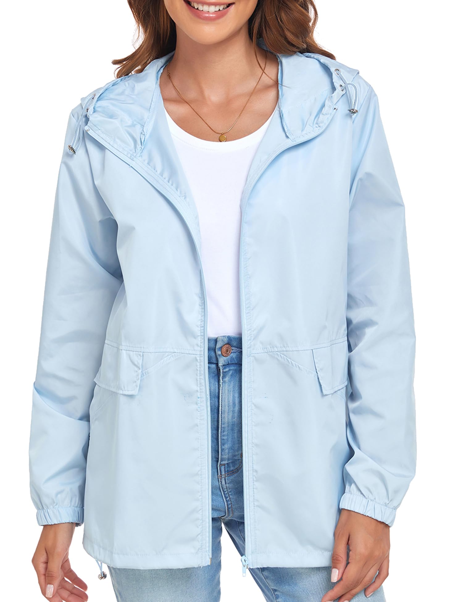 Women's Lightweight Waterproof Raincoat - Packable Windproof Hooded Jacket for Outdoor Activities (S-XXL) | Perfect for Hiking, Travel & Commuting