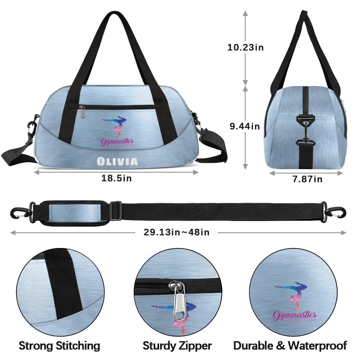 Custom Personalized Kids Duffel Bag for Dance, Cheerleading & Travel - Cute Purple & Multicolor Overnight Bag (620) | Perfect for Sleepovers, Gym Class & Weekend Getaways