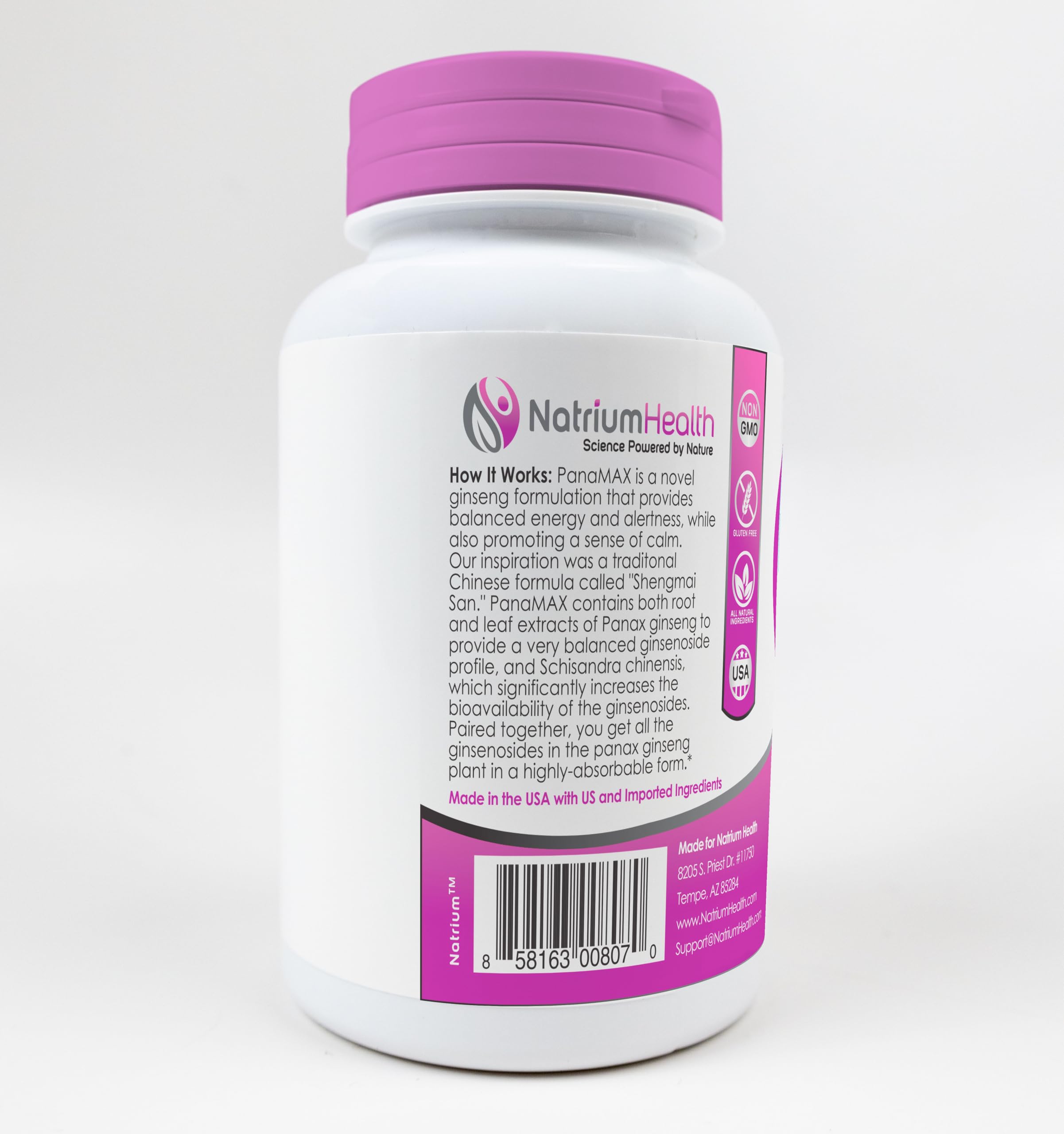 PanaMAX Capsules - 120 Count | Panax Ginseng & Schisandra Chinensis Extract | Natural Energy & Stress Support Supplement | Boost Focus & Vitality for Workouts, Study & Daily Performance