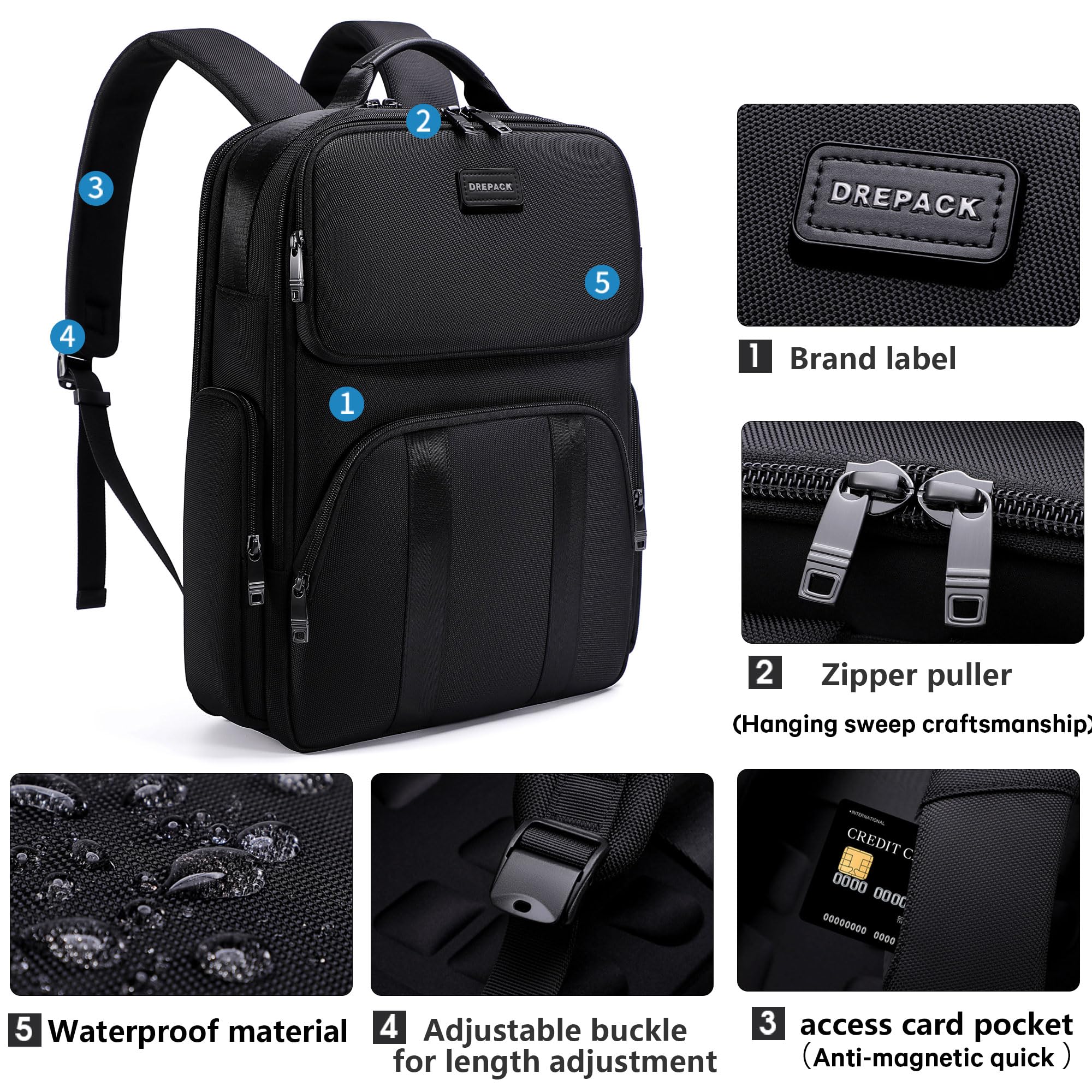 Durable Waterproof Laptop Backpack with USB-C Charging Port - Anti-Theft 15.6 Inch Notebook Bag for Travel, Work & School - TSA-Friendly Design, Perfect Gift for Professionals & Students