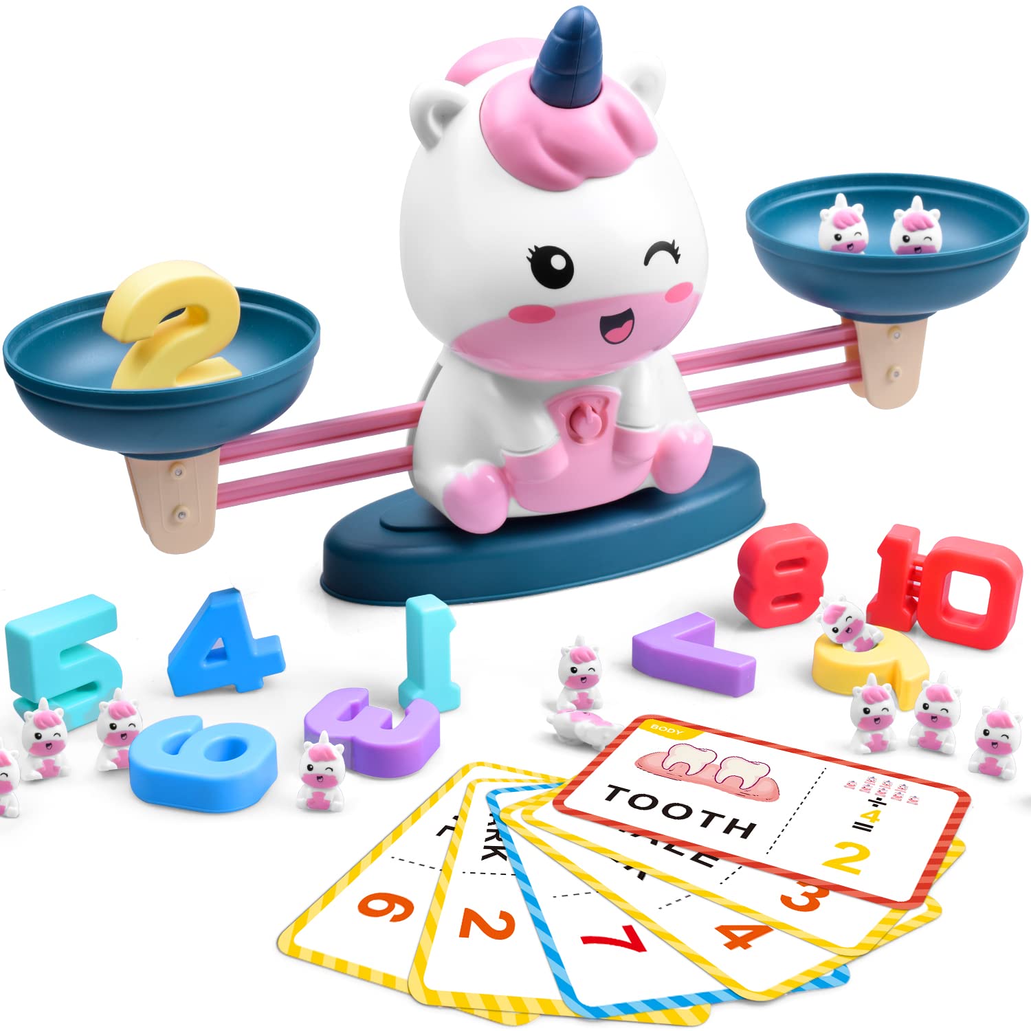 Unicorn Math Balance Toys - Montessori Educational Toys for Kids Ages 3+, STEM Learning Games for Preschool Girls & Boys - Perfect for Christmas, Birthday Gifts | Classroom & Homeschool Math Activities