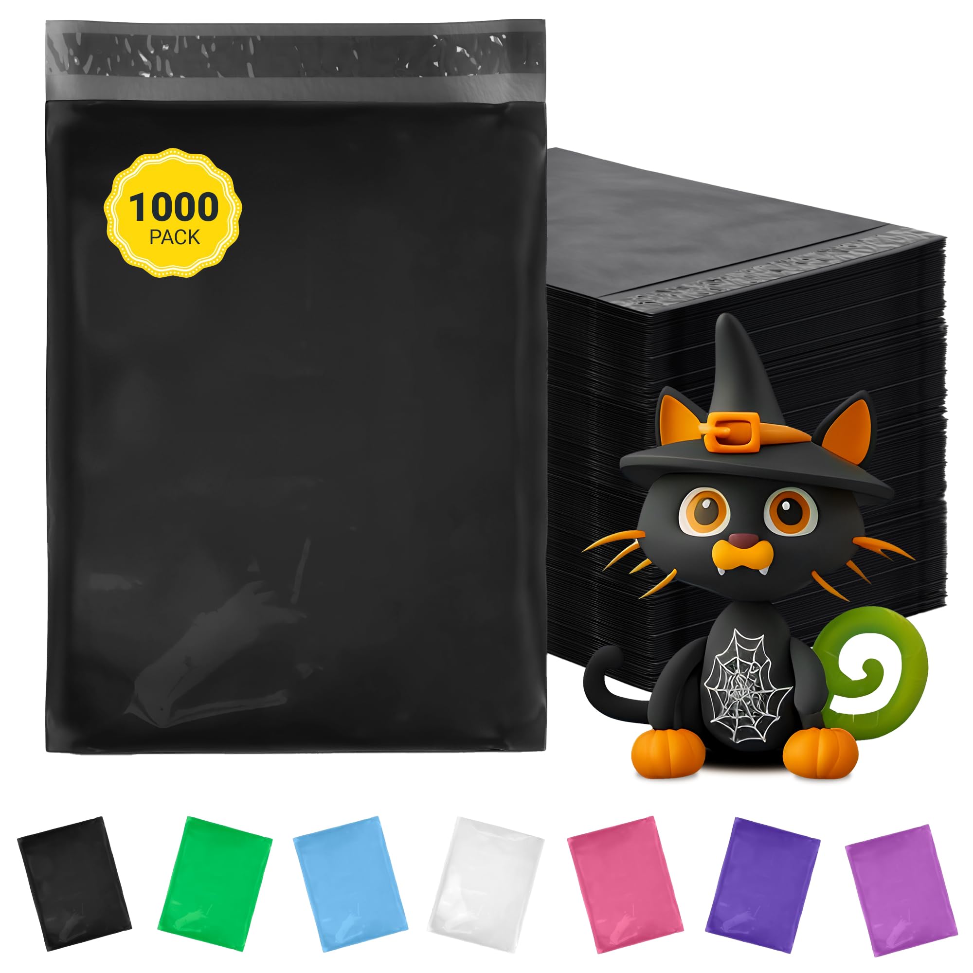 1000 Pack Black 2 Mil Poly Mailers 10x13 Inch - Self Sealing Waterproof Polyethylene Shipping Envelopes for Clothing & Apparel | Perfect for Ecommerce, Online Stores & Small Business Shipping