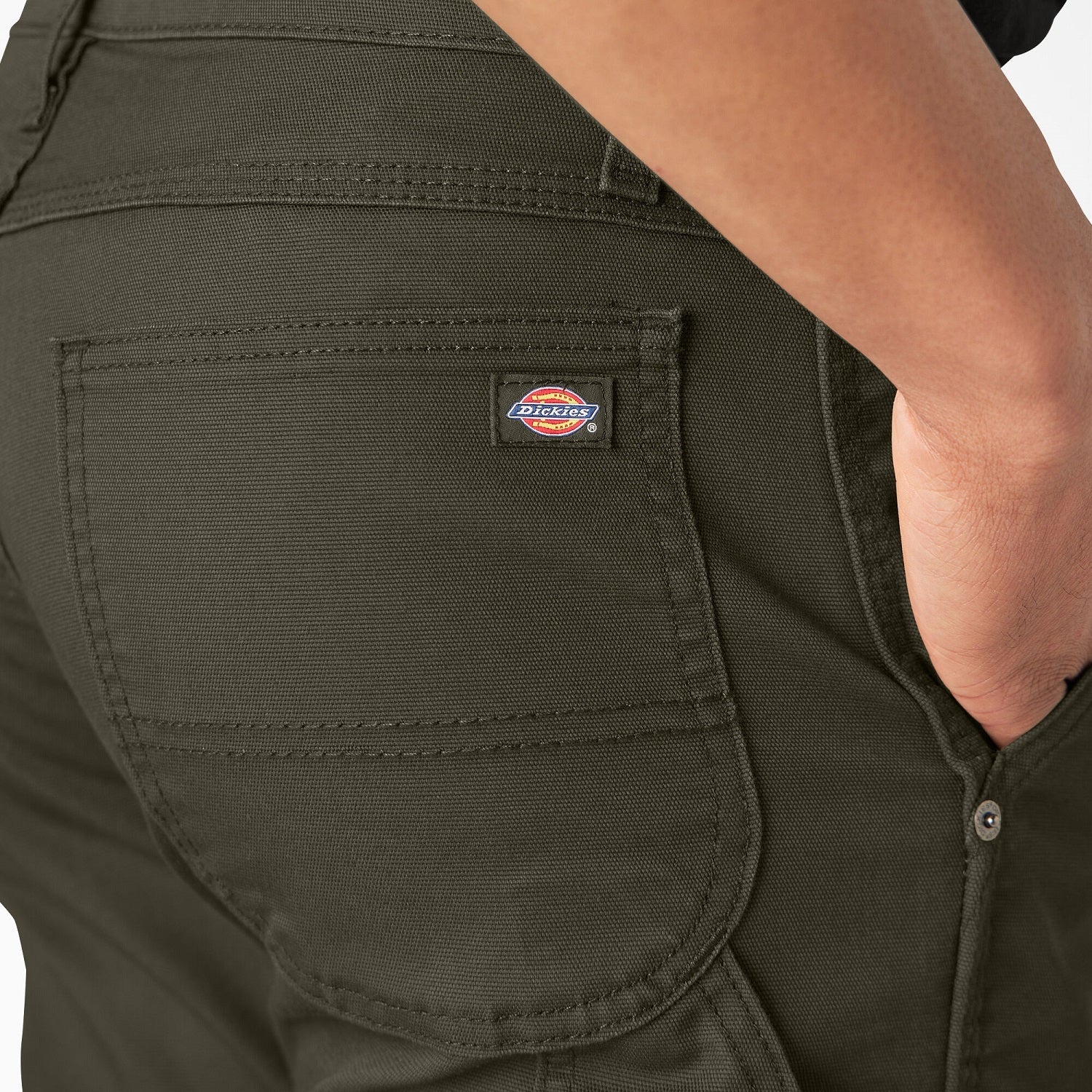 Dickies Men's FLEX Regular Fit Duck Carpenter Work Pants - Stonewashed Moss Green | Durable & Comfortable Workwear for Construction, Carpentry & Outdoor Jobs