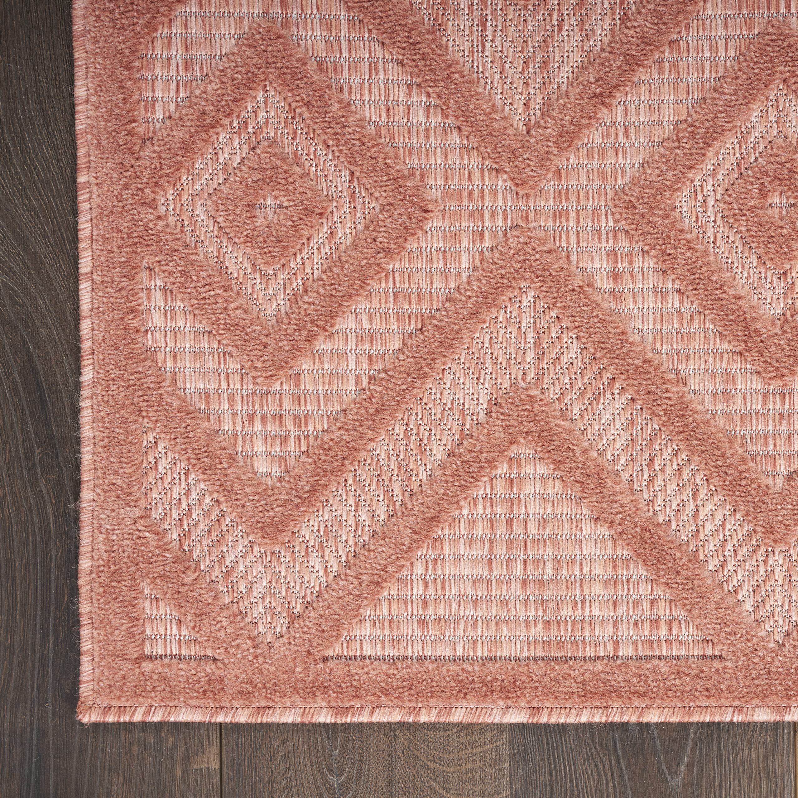 Nourison 7' x 10' Coral & Orange Indoor Outdoor Area Rug - Non-Shedding, Easy Clean, High Traffic Resistant - Perfect for Living Room, Bedroom, Dining Room, Deck, Patio & Backyard