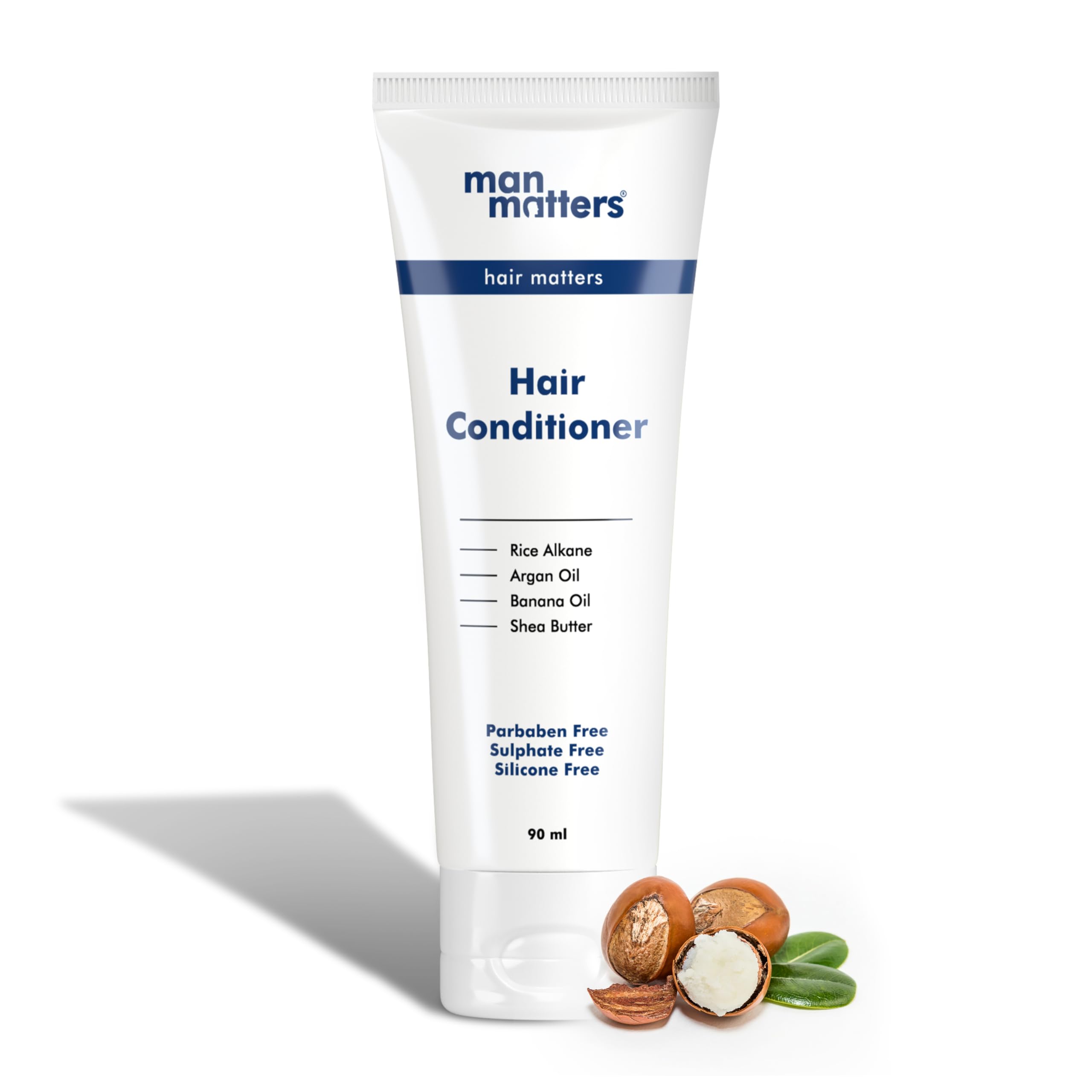 Man Matters Hair Conditioner 90ml with Rice Alkane, Banana Oil, Shea Butter & Argan Oil - Sulfate & Paraben Free for Dry, Damaged Hair Repair, Frizz Reduction & Deep Moisturizing - 1 Count - Perfect for Daily Hair Care & Salon-Quality Results at Home