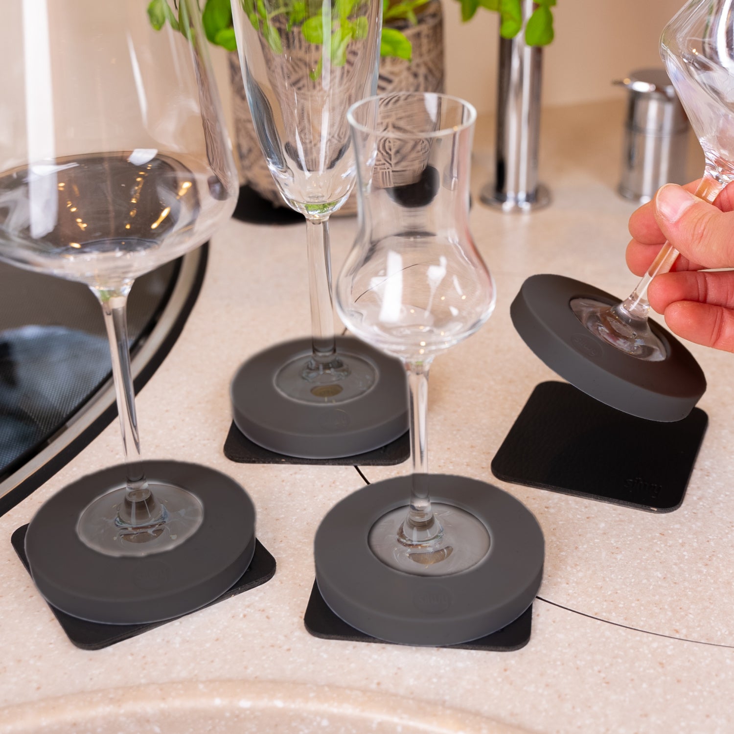 Premium Magnetic Condom Bundle for Stem Glasses - Anthracite | Perfect for Wine Glasses, Champagne Flutes & Barware Accessories