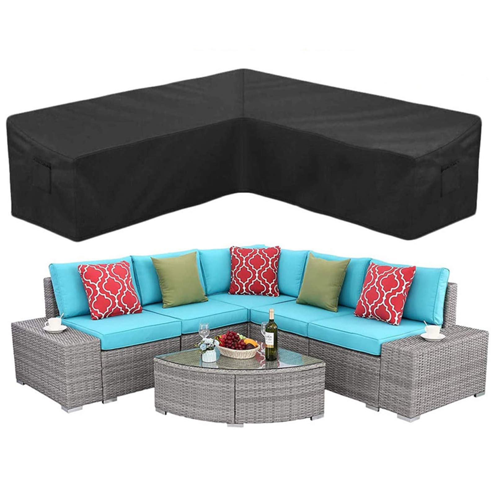 L-Shaped Sectional Sofa Cover - Waterproof & Dustproof Outdoor Patio Couch Protector (61x37x27 inches) - Perfect for Garden Furniture Protection in All Weather Conditions