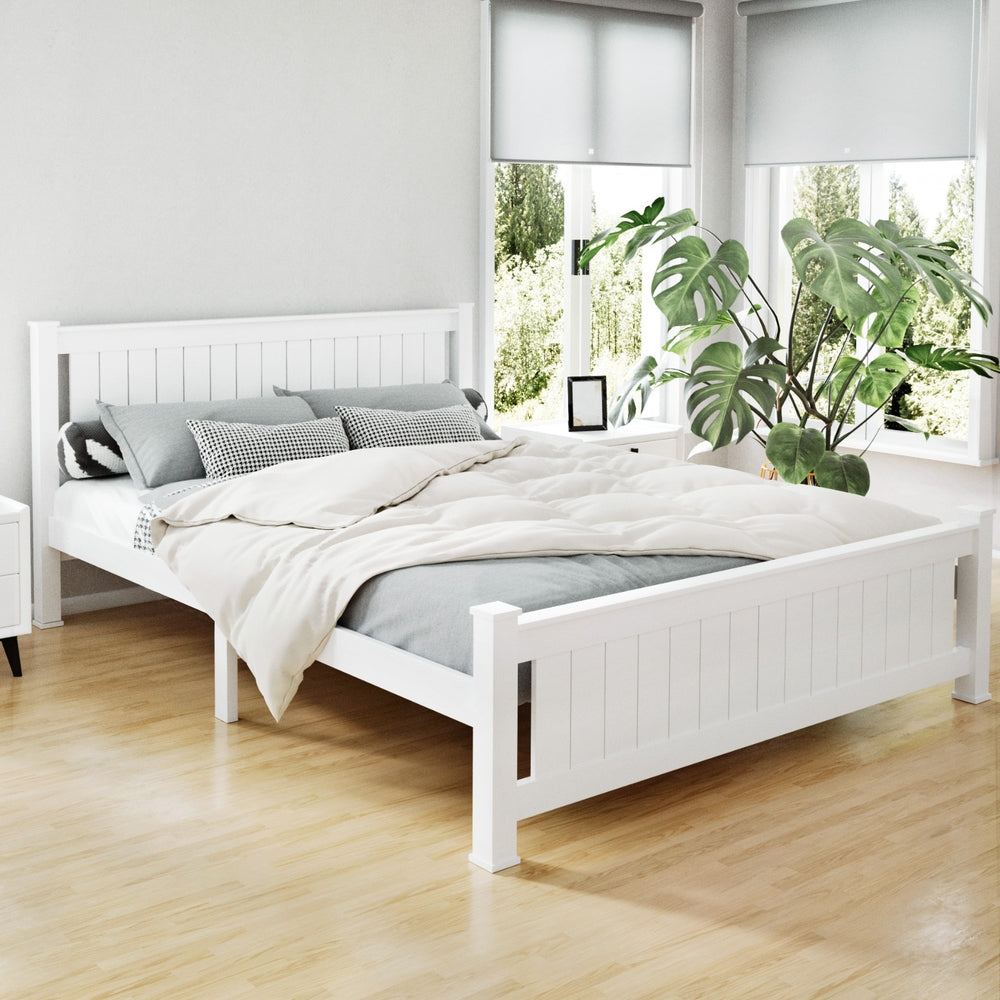 Stylish Cottesloe White Wooden Queen Size Bed Frame - Perfect for Modern Bedrooms & Guest Rooms