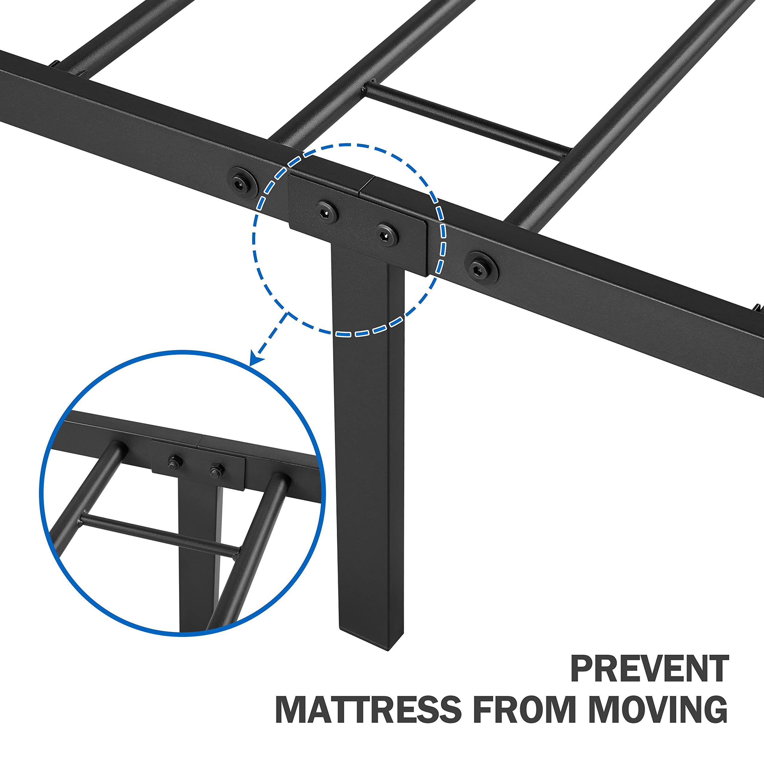Yaheetech King Size Metal Bed Frame with Headboard and Footboard - Sturdy Mattress Foundation with Under Bed Storage Space in Black - Perfect for Master Bedroom, Guest Room, and Dormitory