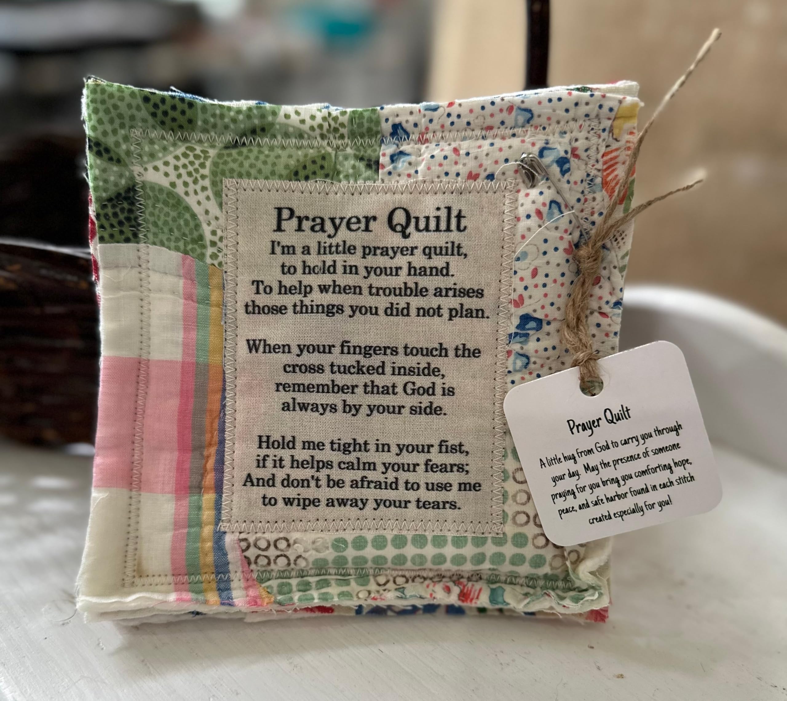 2024 Vintage Prayer Quilt with Cross Inside - Inspirational Symbolism & Poems - Perfect Gift for Friends & Family - Home Decor, Church Worship & Spiritual Comfort