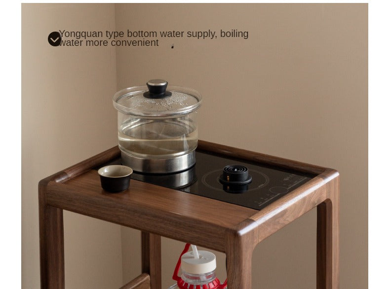 Premium Black Walnut Solid Wood Removable Side Table - Rustic End Table with Sturdy Metal Legs for Living Room, Bedroom, or Outdoor Patio Use