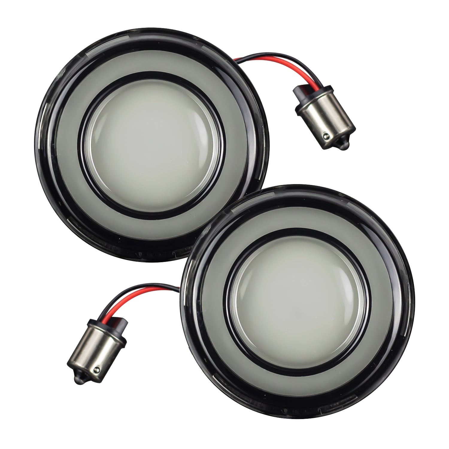 Eagle Lights HALOS 2 Rear LED Turn Signals for Harley Davidson Motorcycles - 1156 Base Red Bulbs - High Visibility Brake Lights for Night Riding & Safety