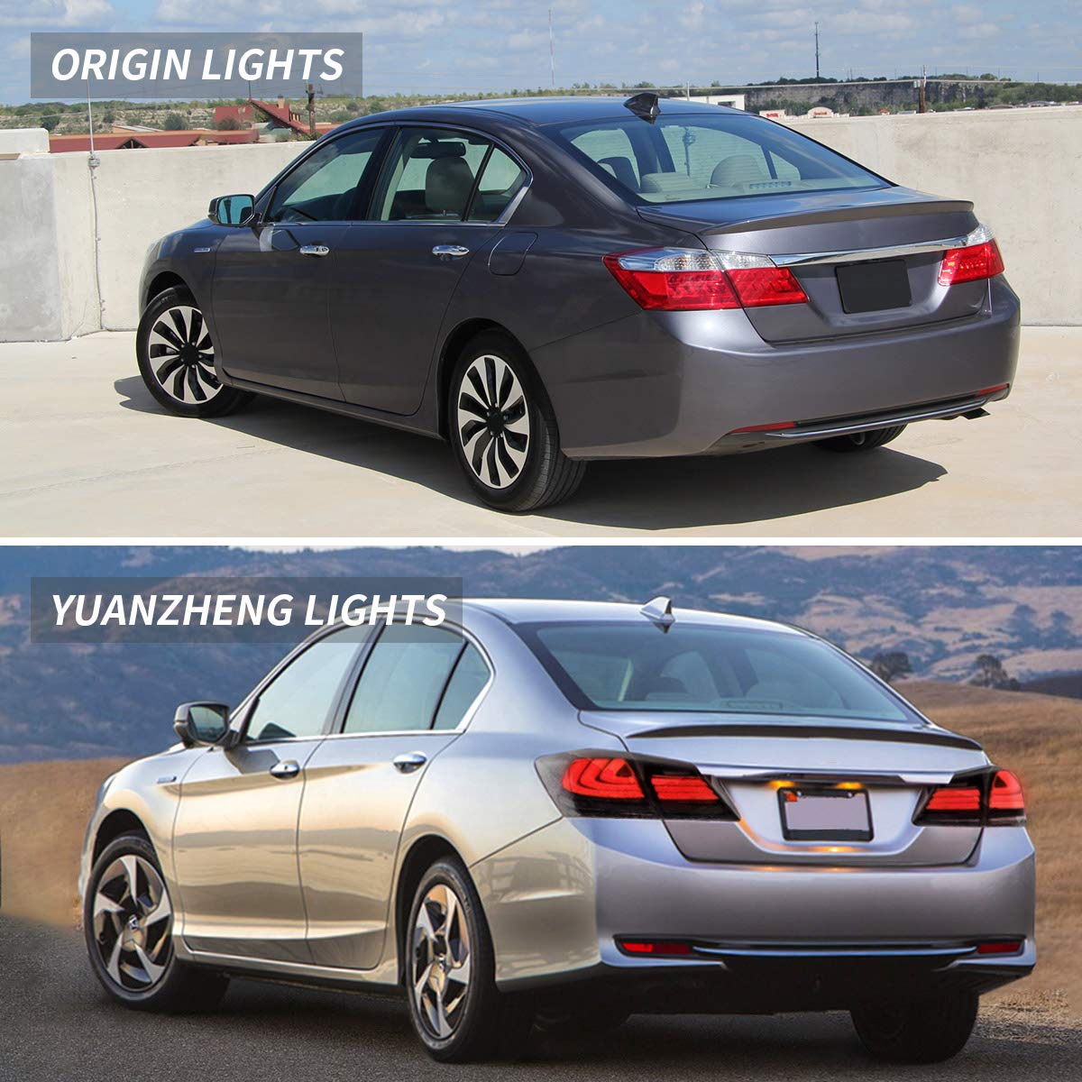 VLAND LED Tail Lights for Honda Accord 8th Gen Sedan (2013-2015) - Smoked Lens with Amber Sequential Turn Signals - Perfect for Night Driving & Car Customization - Sedan Models Only