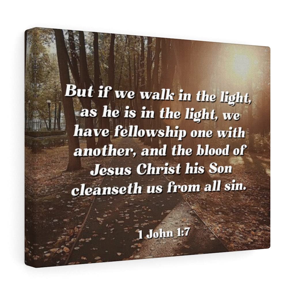 Christian Wall Art with Bible Verse 1 John 1:7 - Ready to Hang Scripture Print for Home Decor, Church & Office - Express Your Love with Inspirational Gifts