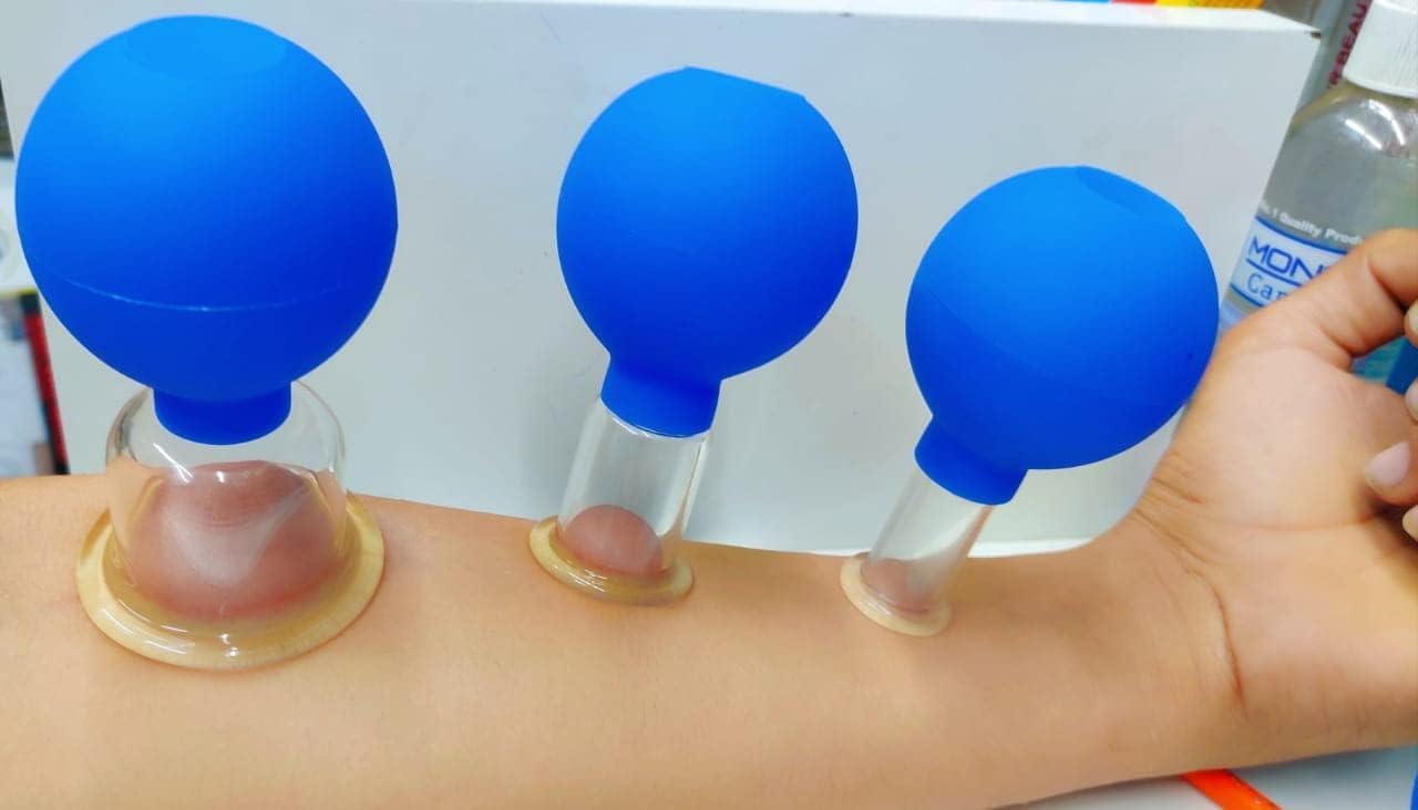 4 Pieces Blue Glass Facial Cupping Set with Silicone Vacuum Massage Cups - Anti-Aging Skincare Tools for Face Lift, Wrinkle Reduction & Glowing Skin | Perfect for Home Spa, Facial Massage & Beauty Routine