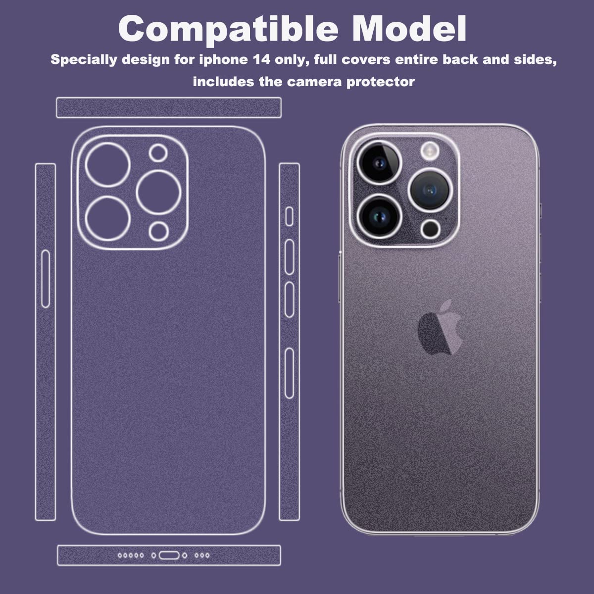 2 Pack iPhone 14 Pro Max Back Screen Protector - Full Coverage Flexible PVC Camera & Side Edge Protection, Anti-Scratch Matte Film for iPhone 14 Pro Max - Perfect for Daily Use, Travel & Outdoor Activities