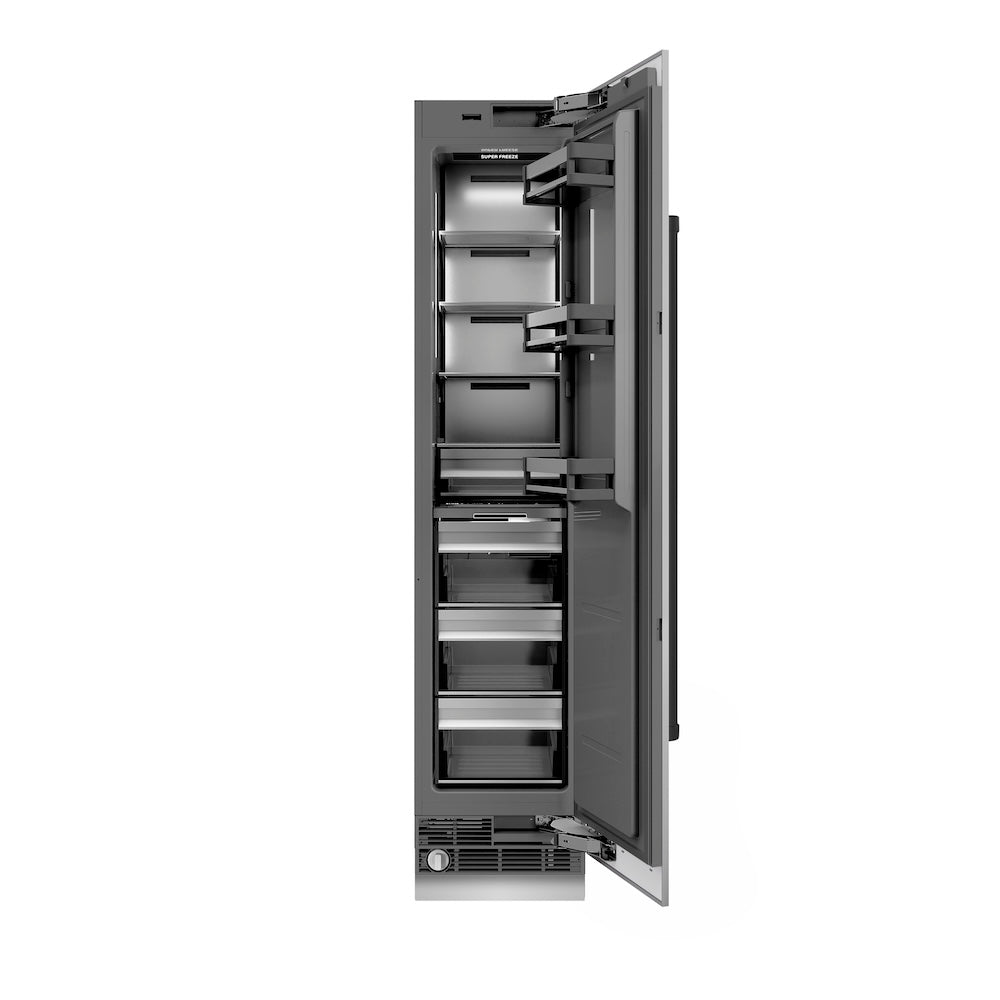 ZLINE Autograph Edition 18 Inch 8.6 Cu Ft Right Hinge Stainless Steel Column Freezer with Graphite Gray Interior & Matte Black Accents (RCFVRZ 30418 MB) - Perfect for Home Bars, Basements, and Commercial Kitchens