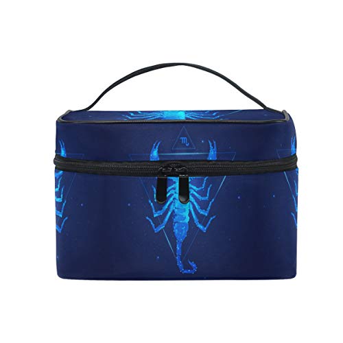 Blue Space Scorpio Scorpion Cosmetic Bag Organizer - Waterproof Zippered Makeup Pouch for Women & Girls - Perfect for Travel, Gym, and Daily Essentials Storage