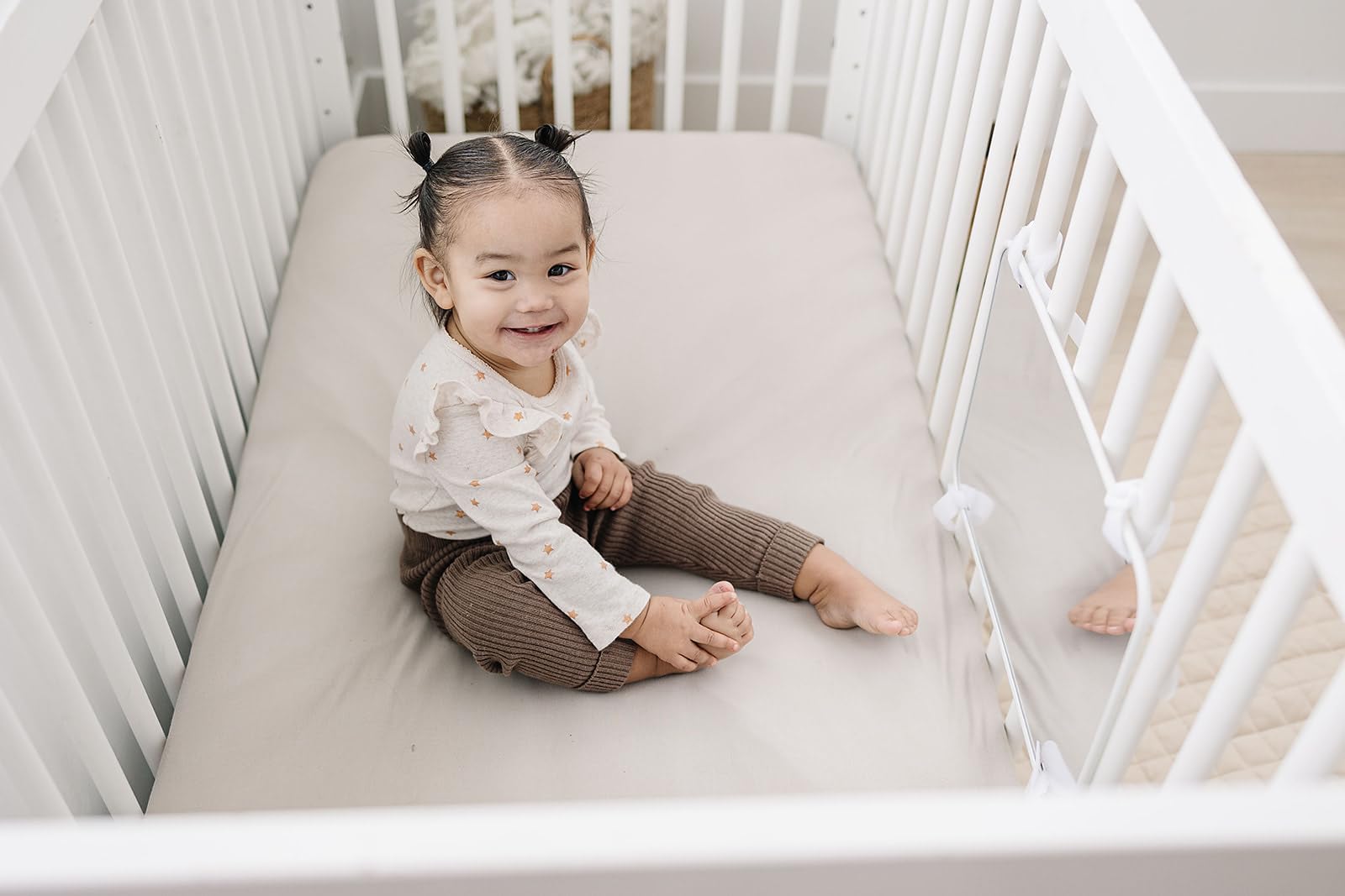 Genius Baby Toys Crib Mirror - Large Double-Sided High Contrast Infant Mirror for Newborns - Shatterproof & NICU Approved Safe Baby Mirror with Hospital-Grade Rubber - Perfect for Nursery, Playtime & Early Visual Development