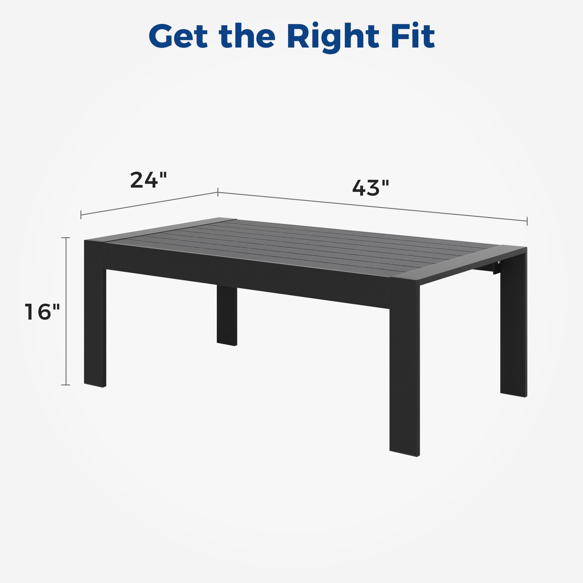 Wisteria Lane Black Aluminum Outdoor Coffee Table - All-Weather Metal Patio Table for Balcony, Garden, Backyard - Modern Rectangle Design for Outdoor Entertaining & Relaxation