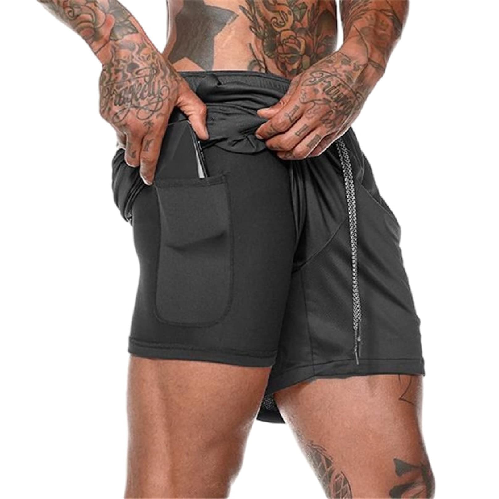 ChyJoey Men's 2-in-1 Running Shorts with Pockets - 5