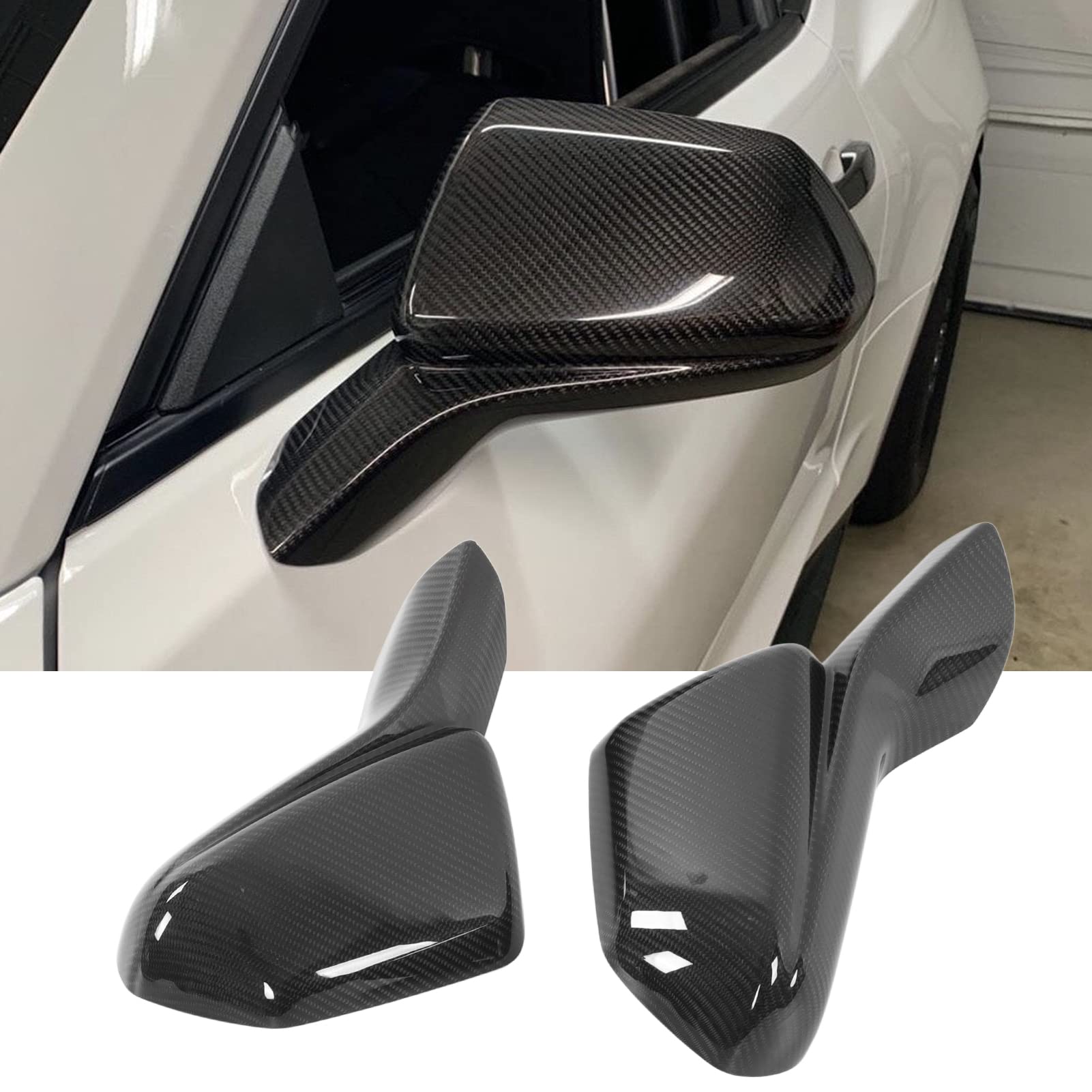 Ymiko 2Pcs Carbon Fiber Rearview Mirror Covers for Chevy 2015-2021 - Side Mirror Protectors & Trim Replacement - Upgrade Your Car's Style & Protection (Perfect for Daily Commute & Road Trips)