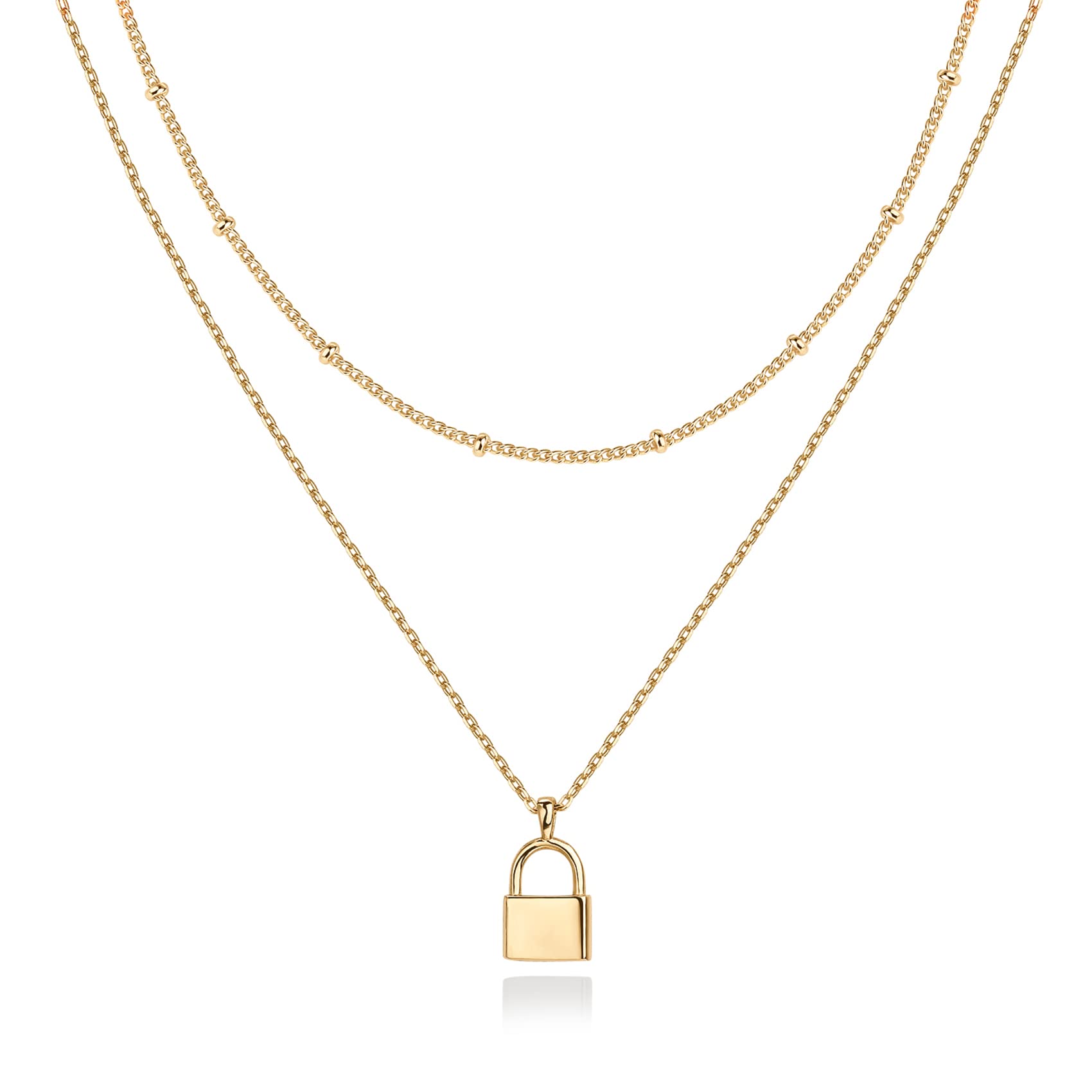 PAVOI 14K Gold Plated Layering Necklaces for Women - Minimalist Pendant Necklace Set with Butterfly, Heart, Lock, Evil Eye, Coin, Lightning Bolt, Circle & Cross Charms | Perfect for Everyday Wear, Gift Giving & Layered Jewelry Looks