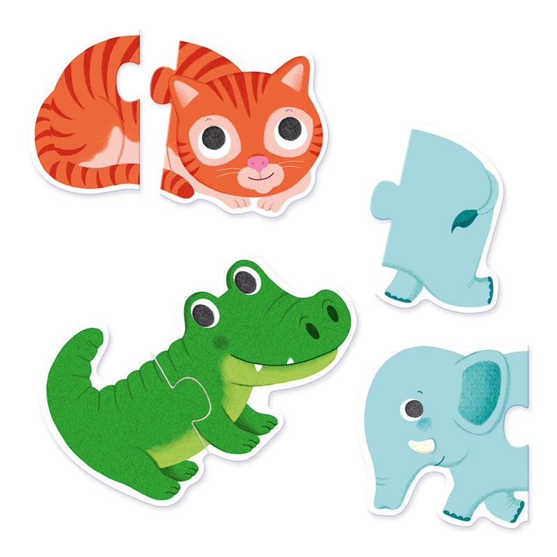 Duo Animals 20-Piece Toddler Puzzle Set by Djeco – Fun & Educational Wooden Puzzle for Kids Ages 2-4 – Perfect for Early Learning, Motor Skills & Family Game Night