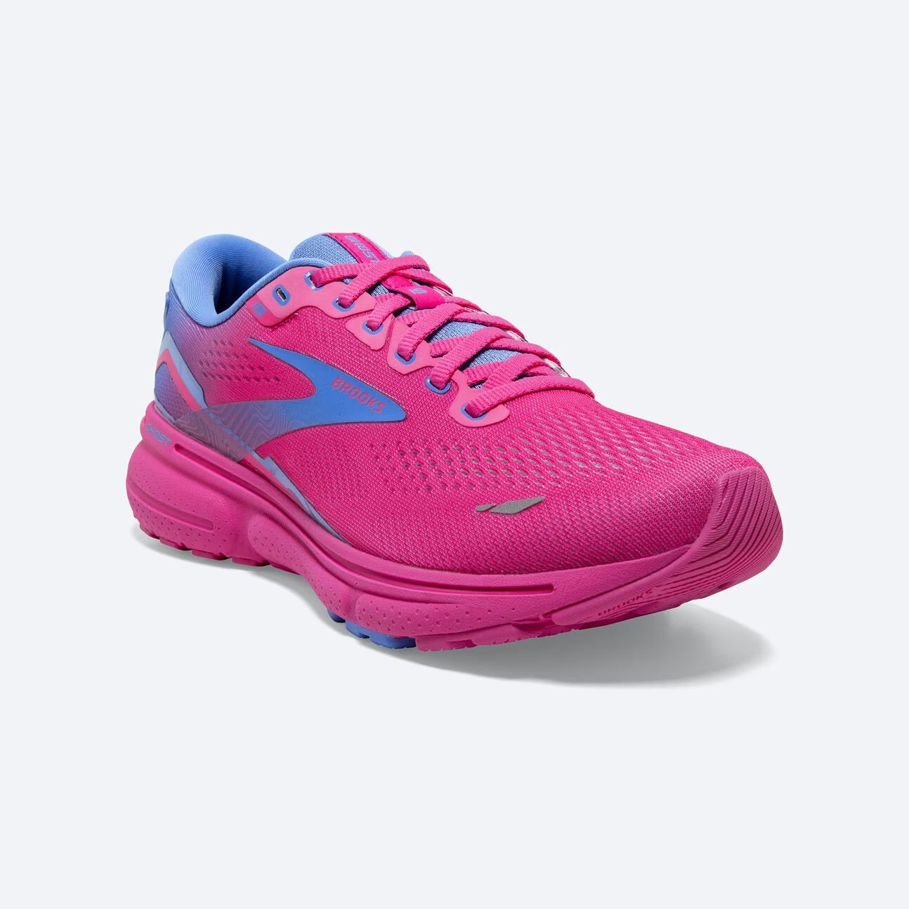 Brooks Women's Ghost 15 Running Shoes - Pink Glo/Blue/Fuchsia (B606) | Lightweight Cushioned Sneakers for Women | Perfect for Jogging, Gym Workouts & Daily Walking