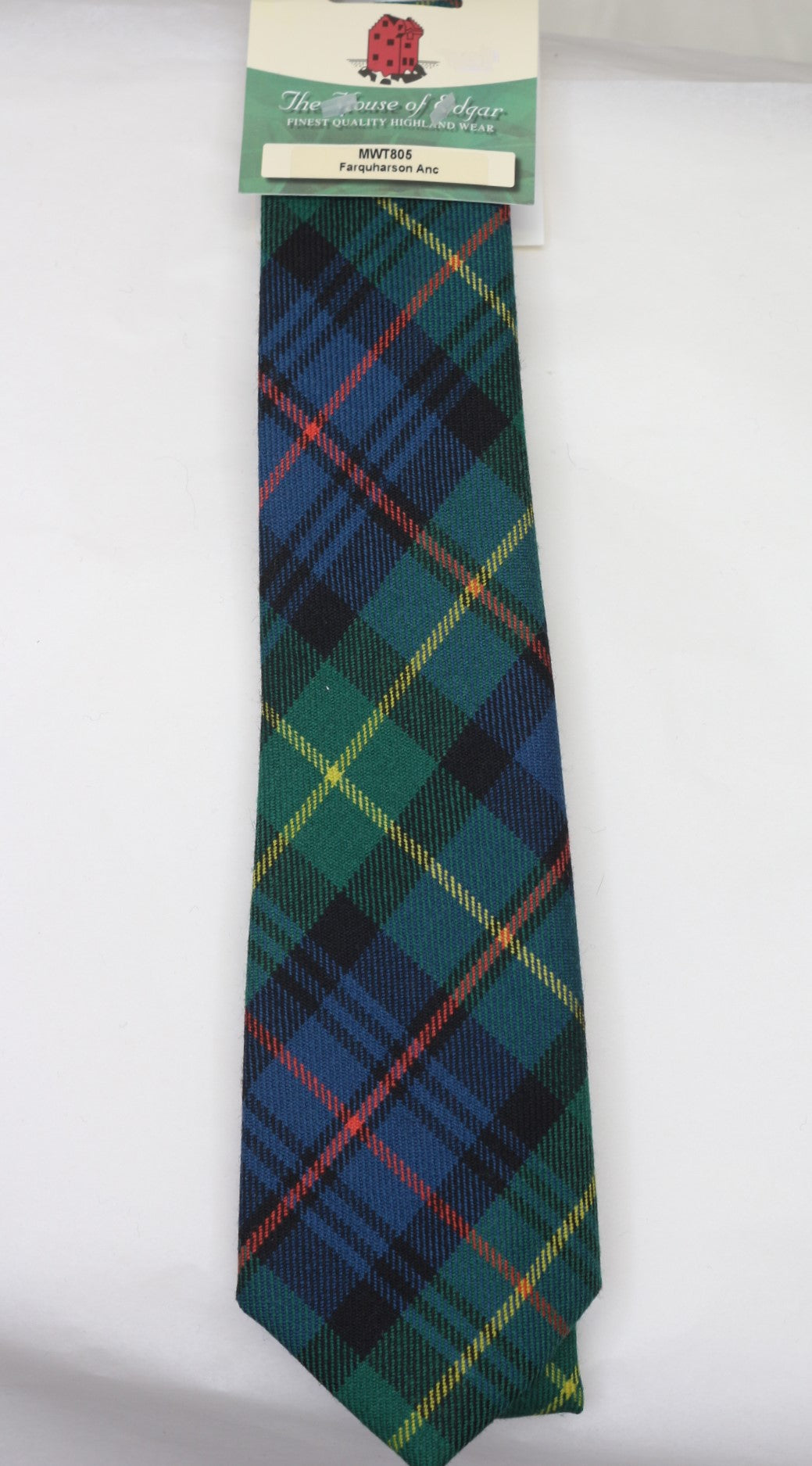 Farquharson Ancient Tartan Tie by House of Edgar | Premium Scottish Wool Necktie for Men | Perfect for Weddings, Business & Formal Events