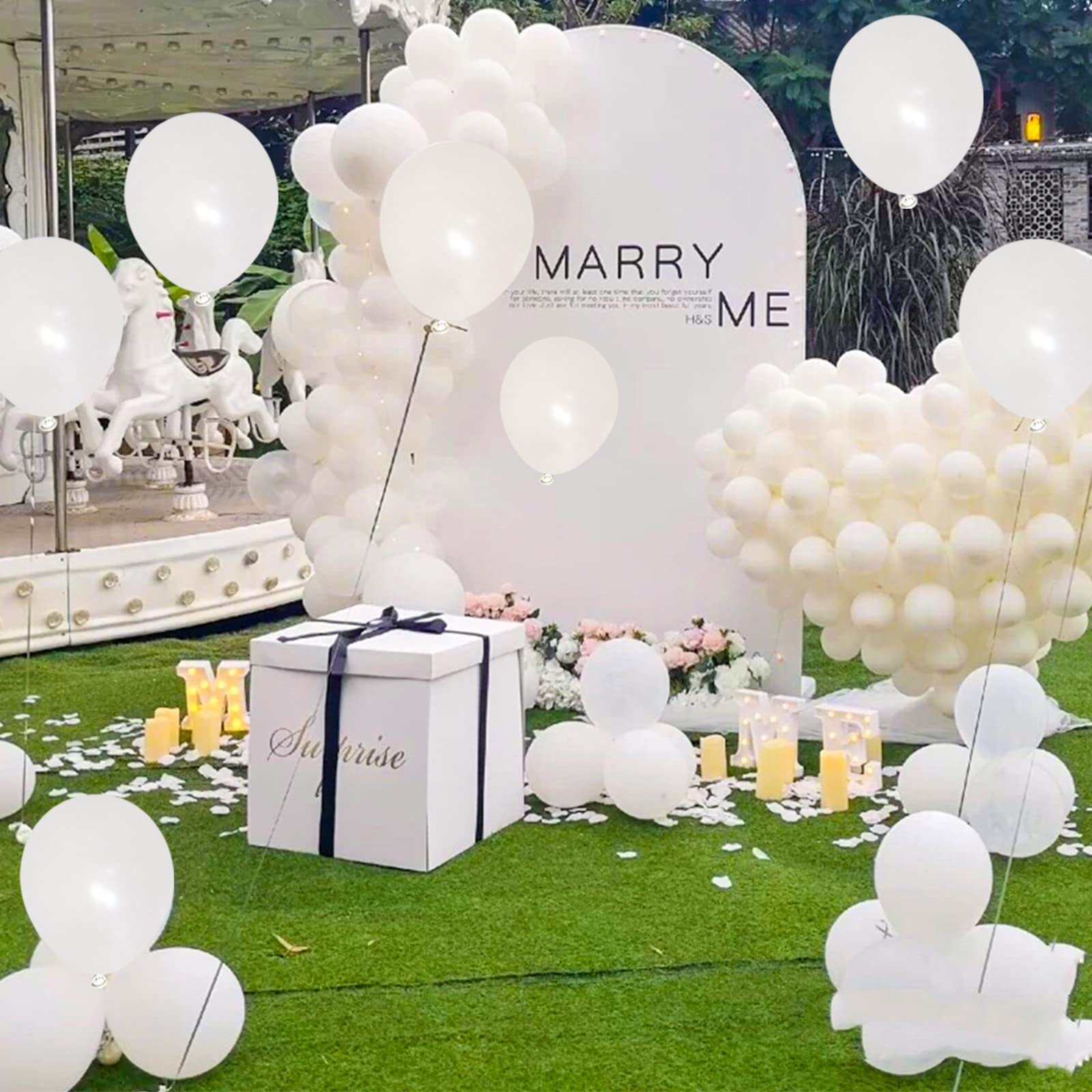 200pcs 5 Inch Matte White Latex Balloons with 2 Ribbon Rolls - Small Party Balloons for Birthday, Wedding, Baby Shower, Bridal, Anniversary & Festival Decorations - Perfect for Arch, Garland & Ceiling Decor