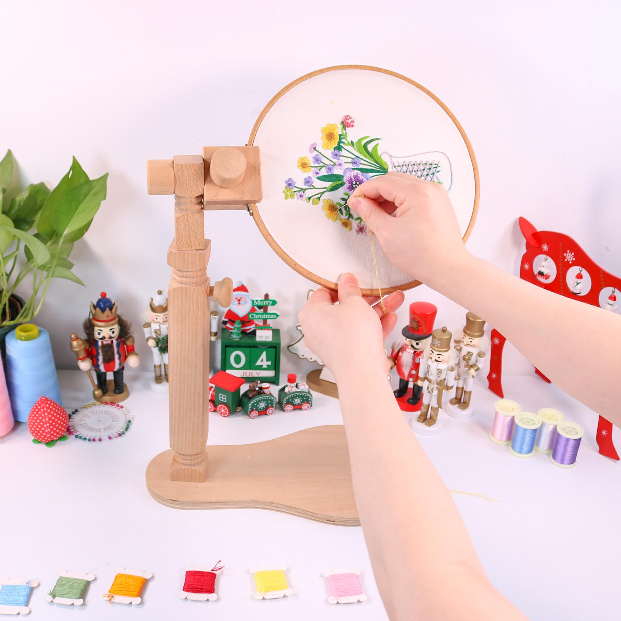 Guofa Embroidery Hoop Stand - Adjustable Rotating Cross Stitch Frame Holder for DIY Crafting, Needlework & Sewing Projects | Perfect for Lap Embroidery, Hand Stitching & Home Decor Crafts