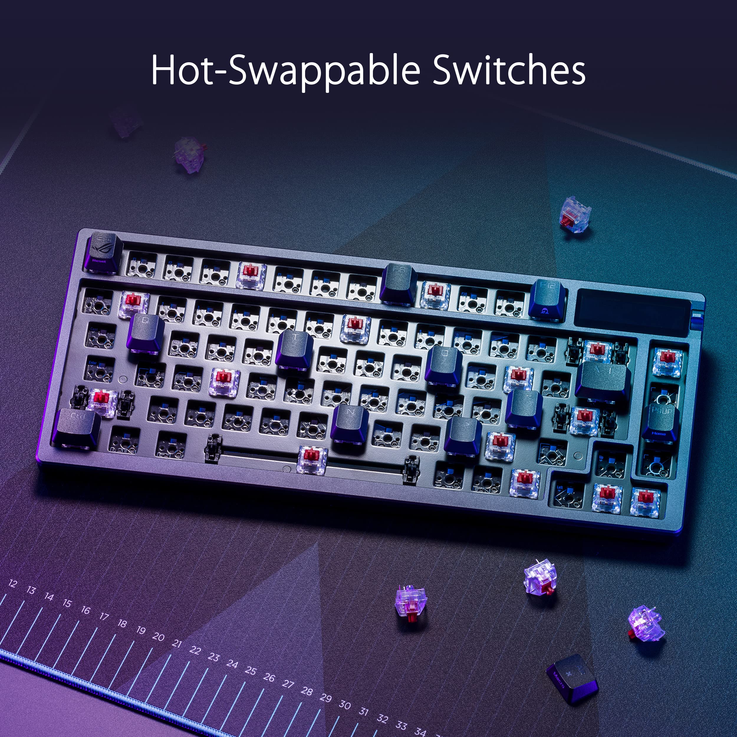 ASUS ROG Azoth 75% Wireless Mechanical Gaming Keyboard - Hot-Swappable ROG NX Red Switches, OLED Display, 3-Layer Dampening, PBT Keycaps, RGB Backlit (Black) | Perfect for Esports, Streaming & Professional Gaming Setup