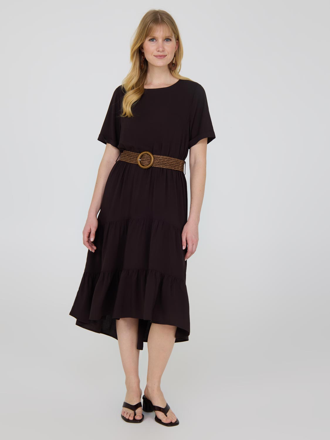 Women's Flowy Short Sleeve Tiered Midi Dress - Summer Casual Boho Chic Dress for Beach, Vacation & Date Night
