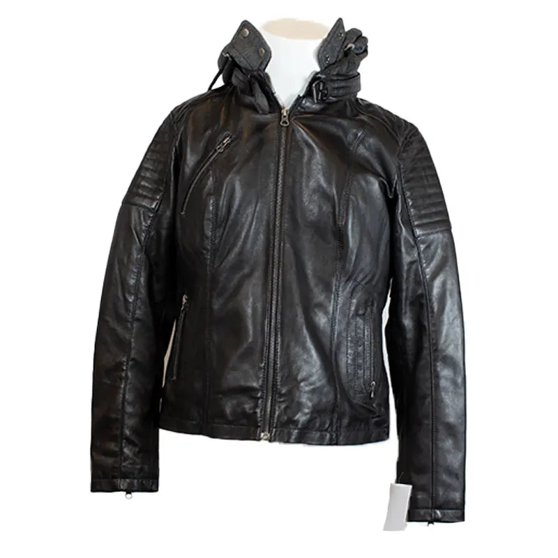 BOL Women's Hooded Leather Jacket - Stylish Faux Leather Coat with Zipper Closure, Warm Winter Outerwear for Casual Outfits & Streetwear Fashion