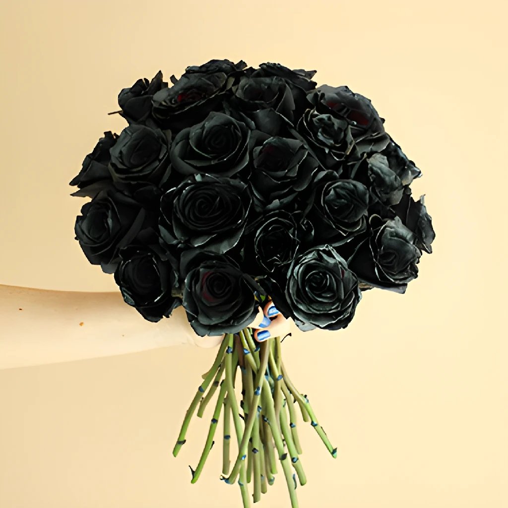 Black Tinted Roses - Premium Artificial Dark Roses for Home Decor, Wedding Centerpieces & Gothic Themed Events