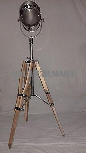 Vintage Industrial Tripod Floor Lamp - NauticalMart Marine Style Adjustable Height Living Room Lamp for Home Office, Bedroom, and Reading Nook