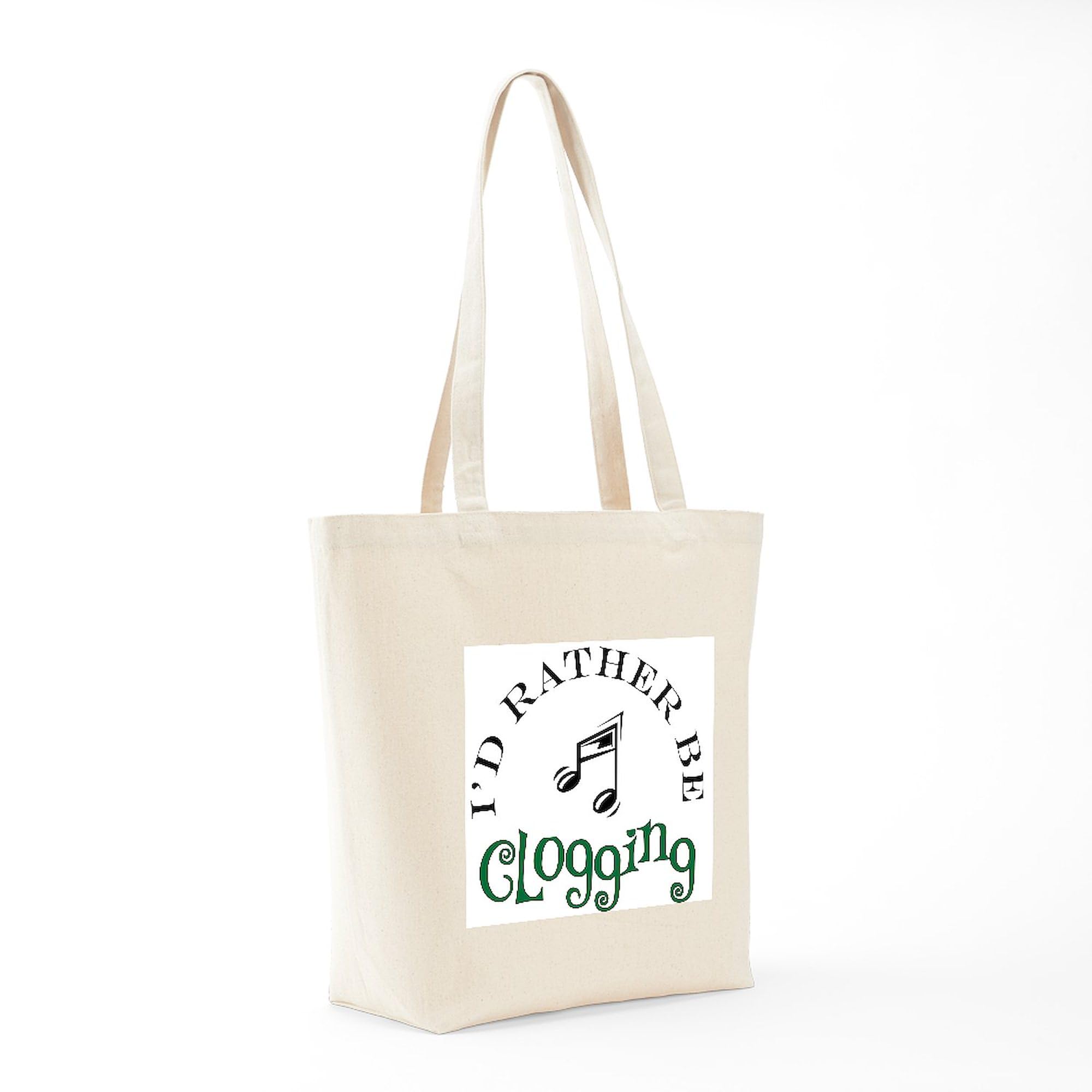 CafePress 'I'd Rather Be Clogging' Natural Canvas Reusable Shopping Tote Bag - Eco-Friendly Grocery & Beach Tote for Women