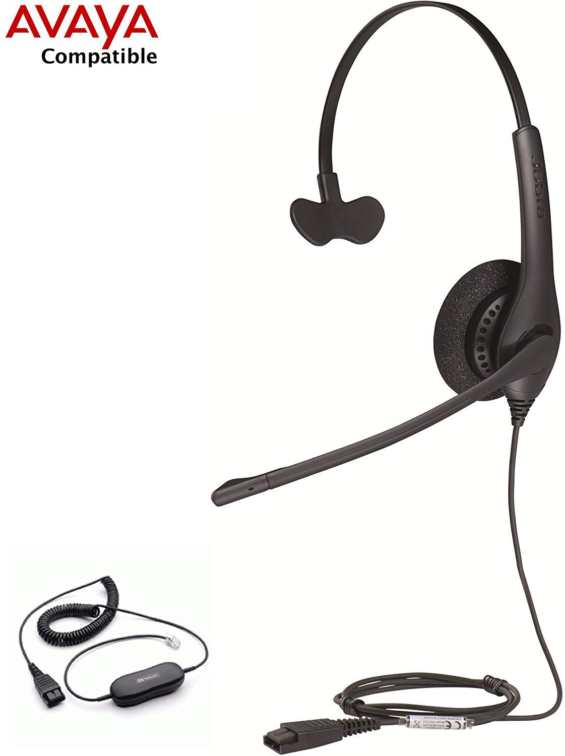 Avaya Certified Biz 1500 Mono Headset Bundle - Compatible with 1408, 1416, 2410, 2420, 4606, 4610, 4612, 4620, 4621, 4622, 4624, 4625, 4630, 5410, 5420, 5610, 5620, 5621, 5625, 9404, 9406, 9408, 9504, 9508 Phones - Perfect for Office, Call Center & Remote Work