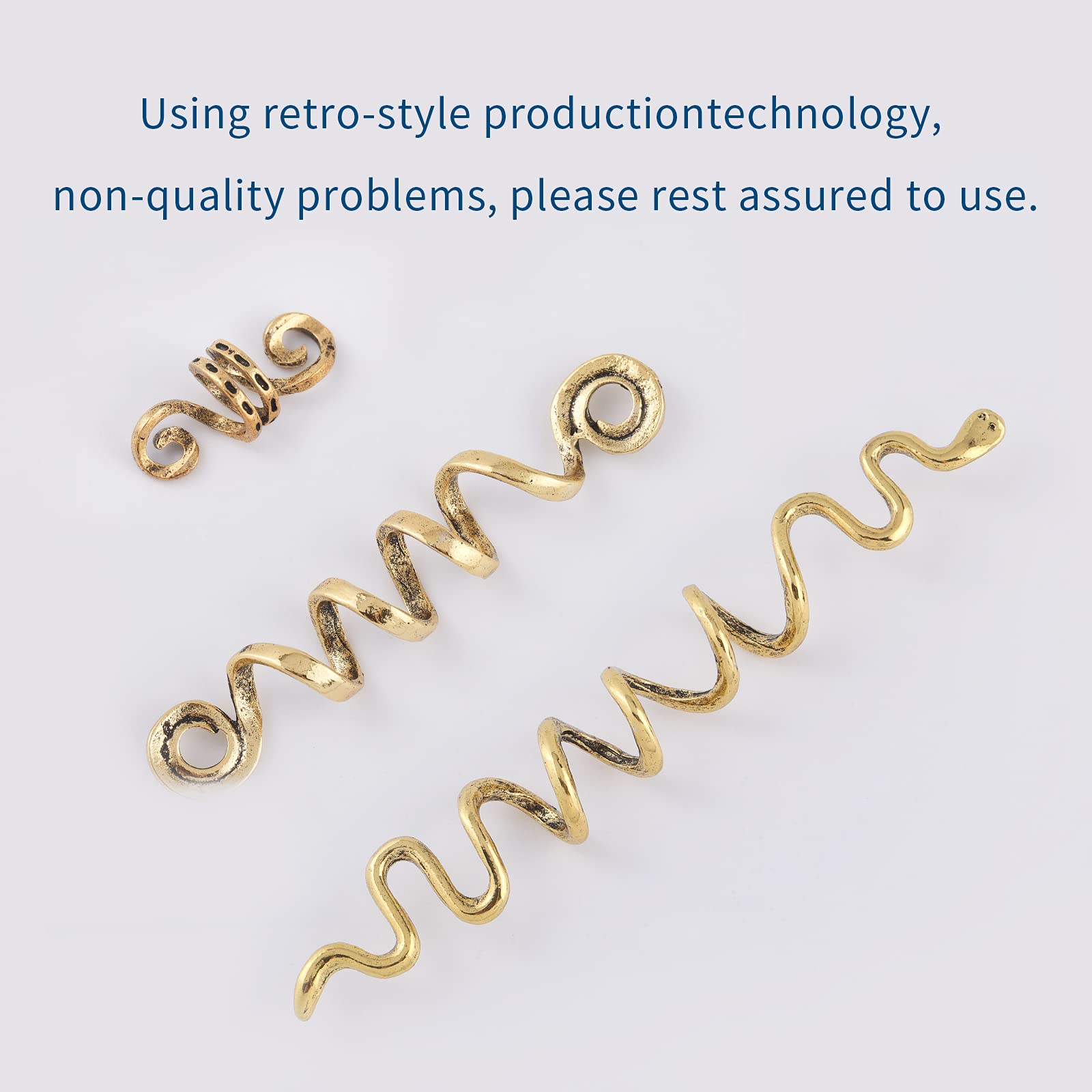 Gold Snake Hair Jewelry for Braids - 6 Pack Halloween Hair Accessories for Women, Dreadlock Beads & Braid Decorations - Perfect for Costume Parties, Cosplay & Boho Hairstyles