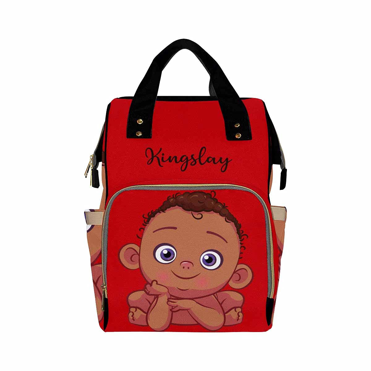 **Personalized Diaper Backpack for Moms - Custom Name African American Baby Boy Nursing Bag, Waterproof Multifunctional Travel Daypack - Perfect Baby Shower Gift & Daily Use for New Moms**    *(Use Case: Ideal for daycare, travel, shopping, and everyday essentials - keeps baby items organized and stylish on the go!)*