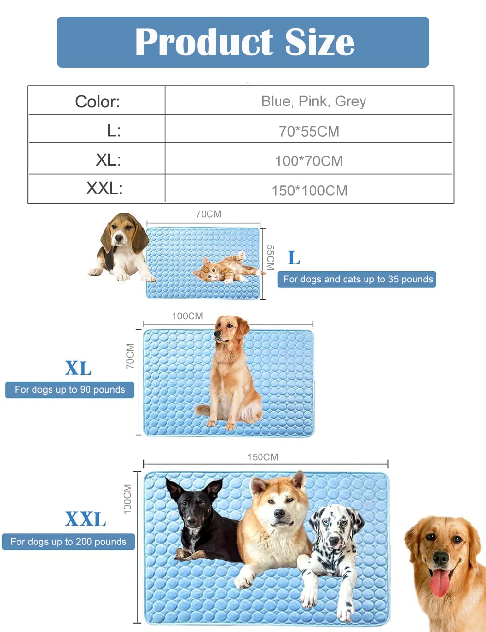 Foneso XXL Cooling Pet Mat for Dogs & Cats - 59