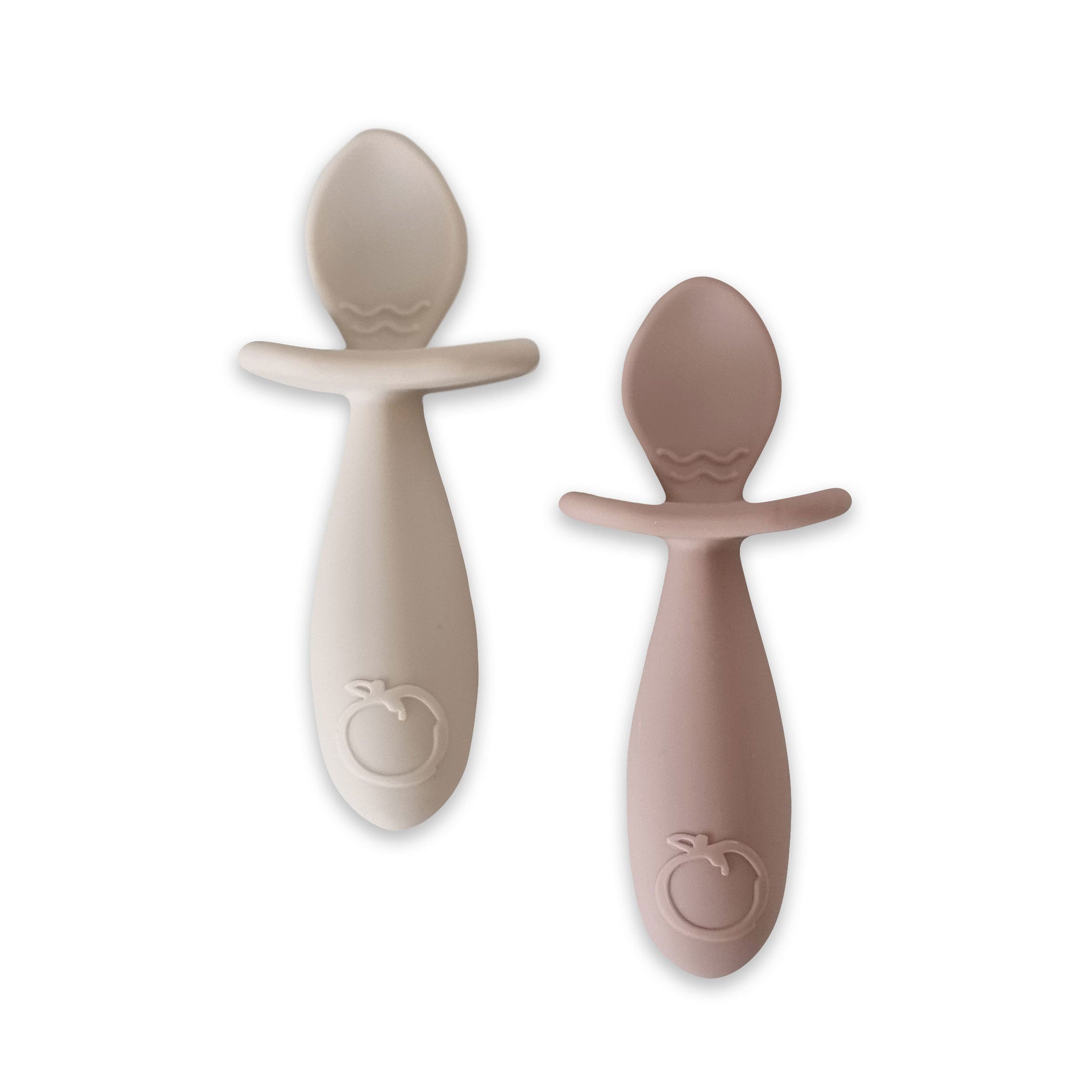 Plum Silicone Easy Grip Baby Spoons 2-Pack - Soft Infant Feeding Utensils for Toddlers | BPA-Free, Dishwasher Safe (Sand/Nutmeg Colors) - Perfect for Baby-Led Weaning & First Foods