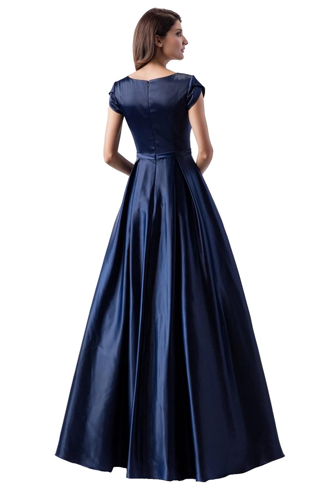 Women's A-Line Prom Dress with Jewel Neck - Elegant Floor-Length Evening Gown for Formal Events