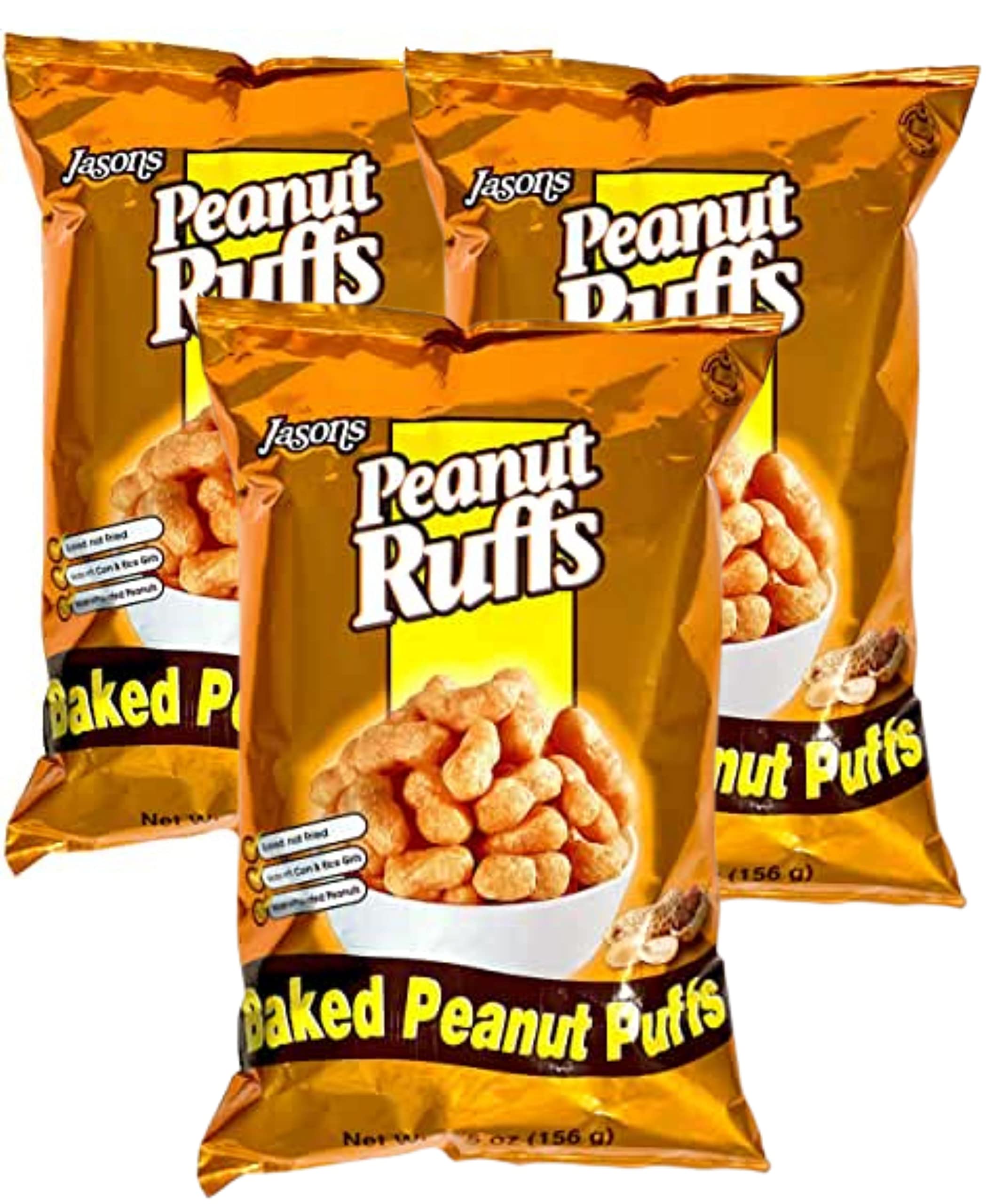 Jasons Fiji - PEANUT RUFFS (3 Pack x 5.5 Oz) Crunchy Peanut Butter Snacks | Baked with Unique Fiji Flavor | Perfect for On-the-Go Snacking, Lunchboxes & Party Treats